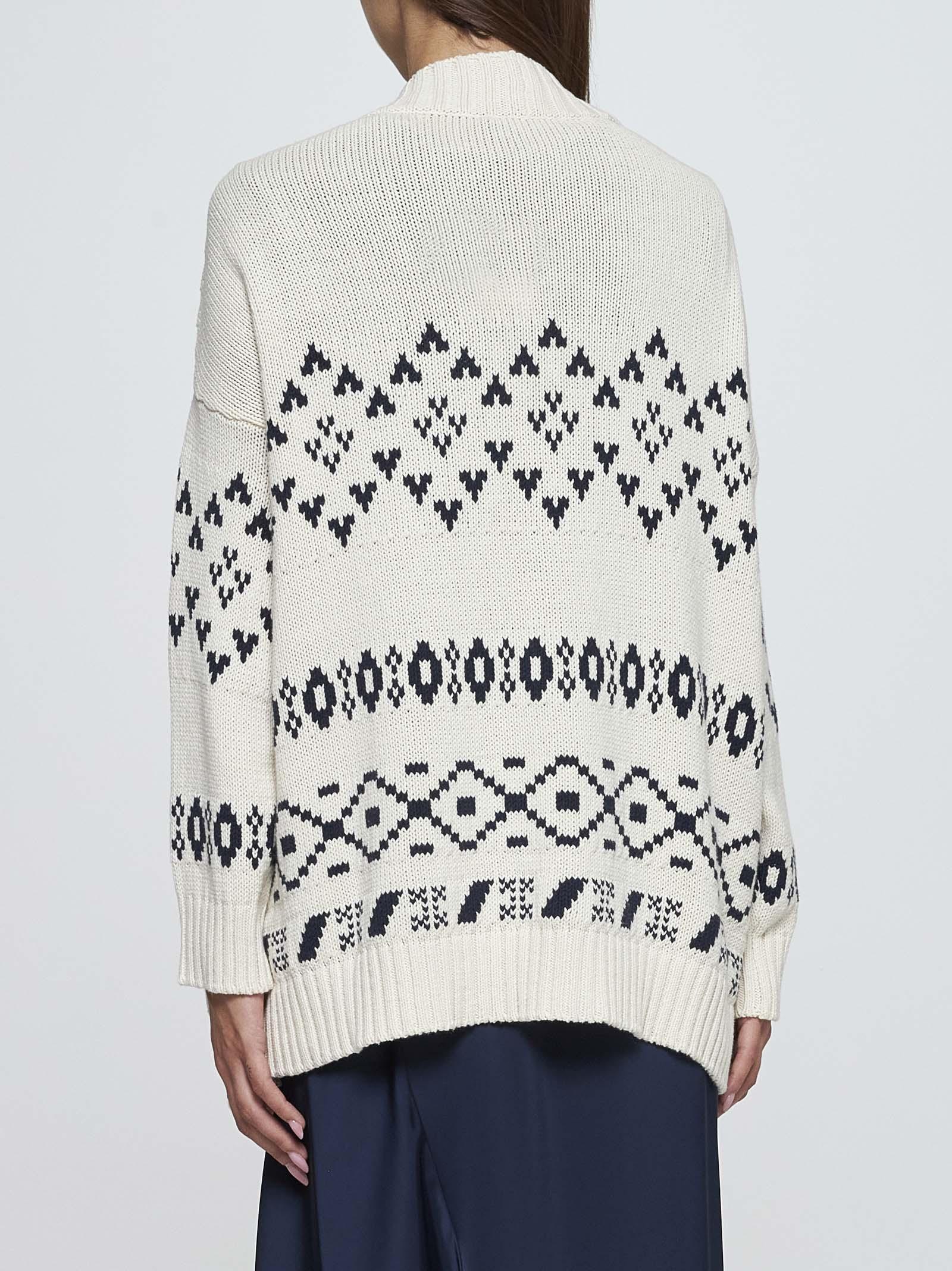 Shop Weekend Max Mara Acacia Cotton-blend Cardigan In Bianco