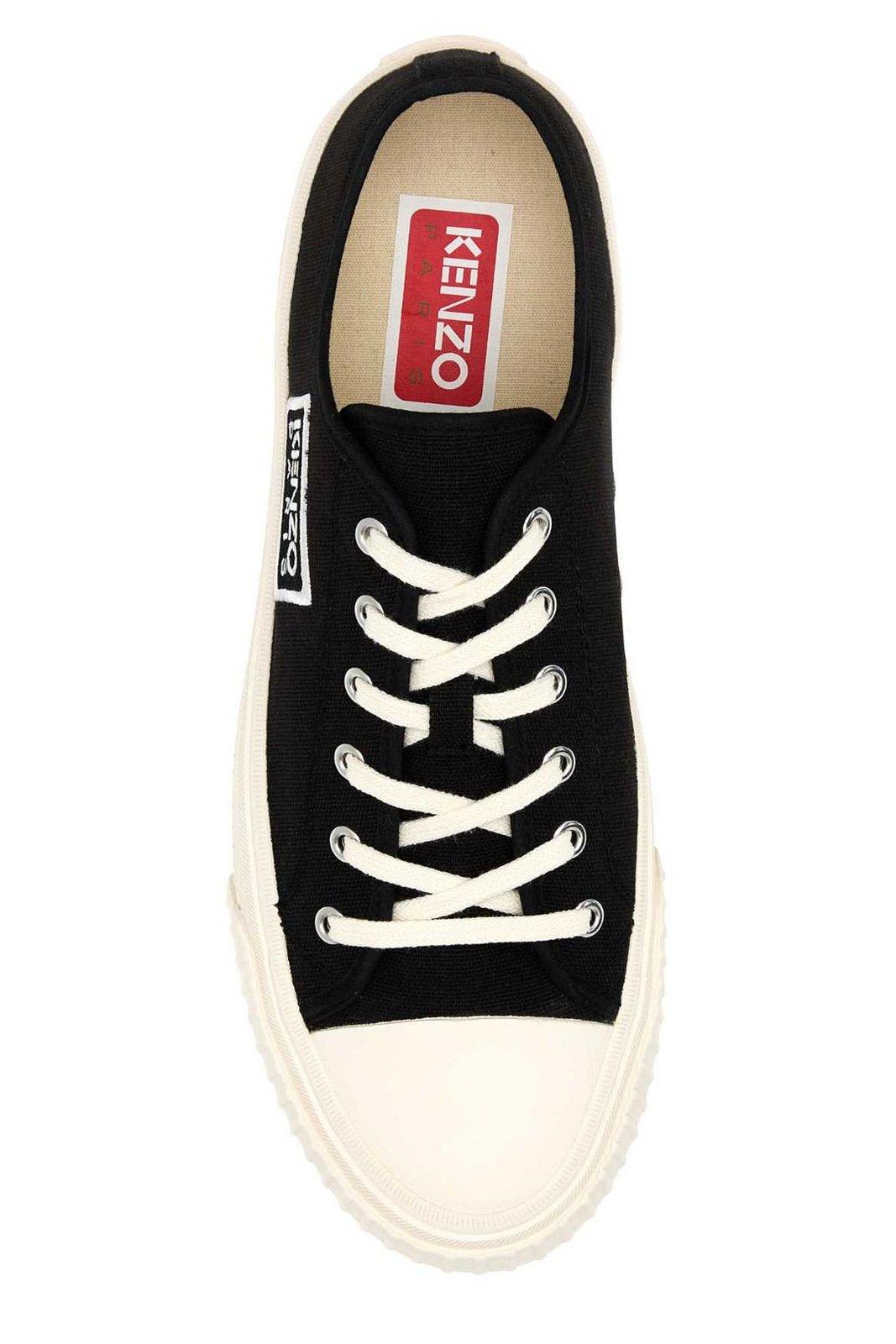 Shop Kenzo Logo Embroidered Low-top Sneakers In Black
