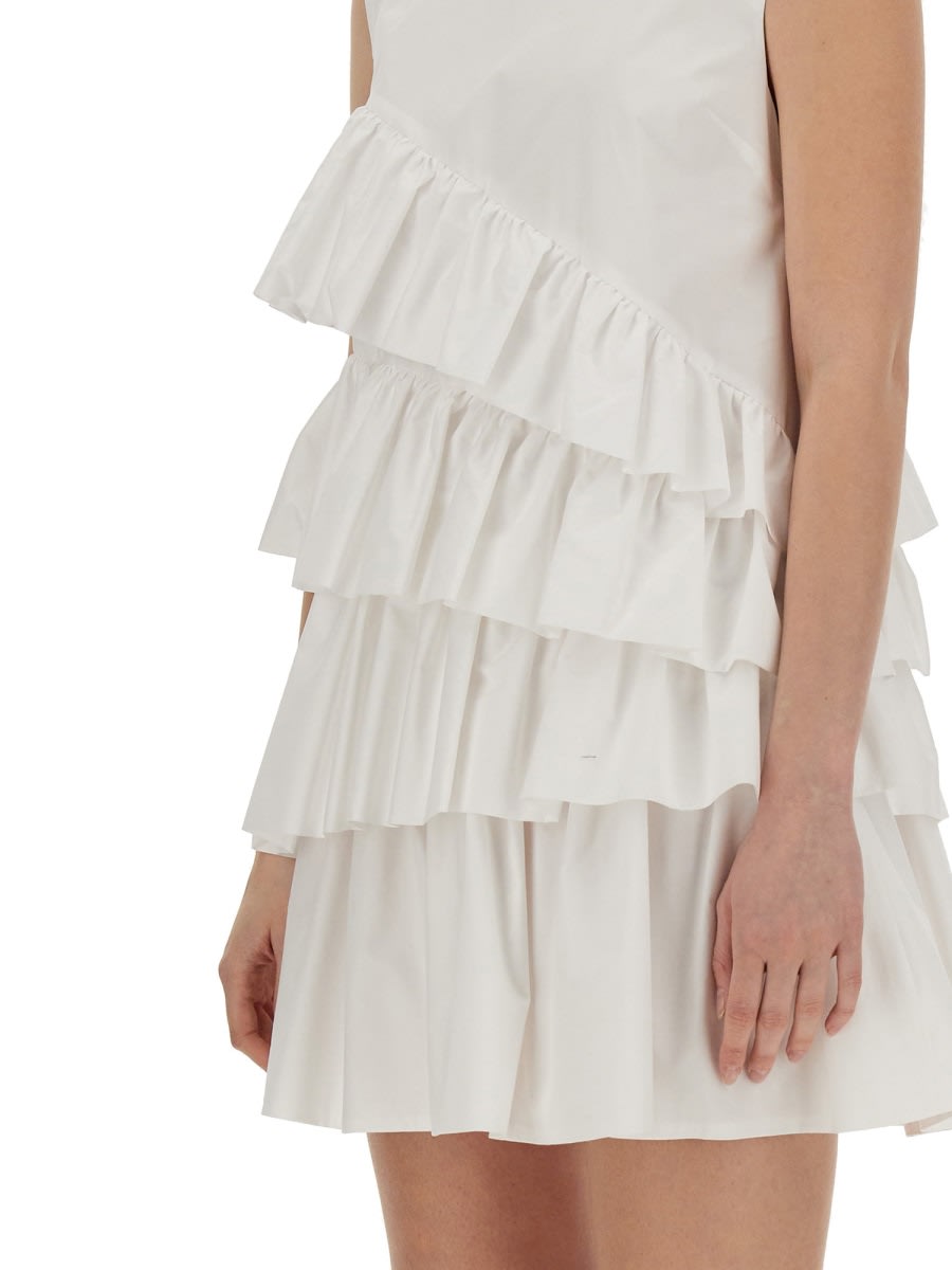 Shop Msgm Dress With Ruffles In White