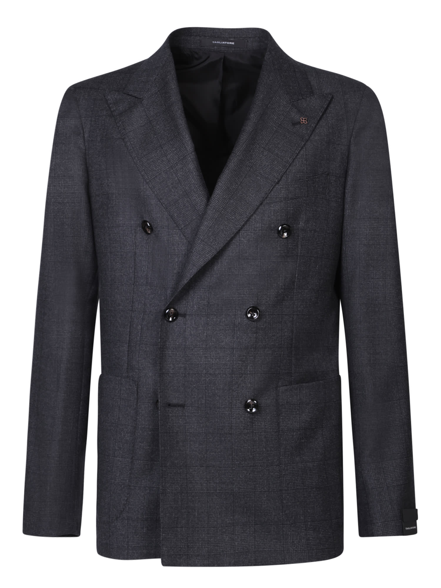 Shop Tagliatore Double-breasted Wool Suit Grey