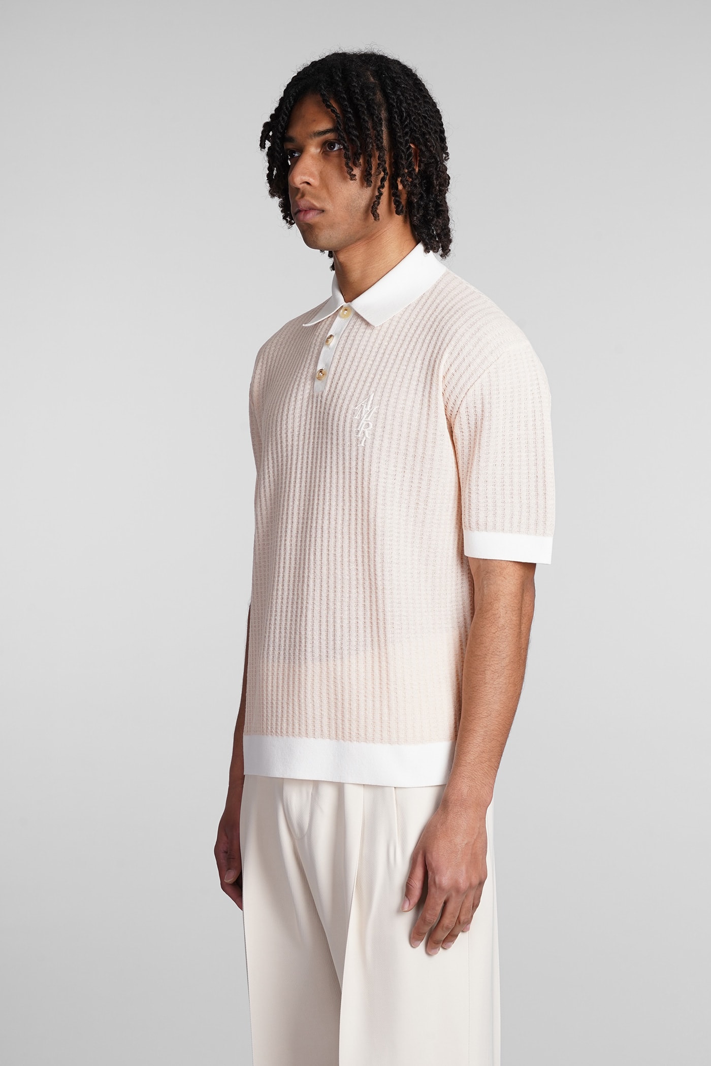 Shop Amiri Polo In Rose-pink Cotton