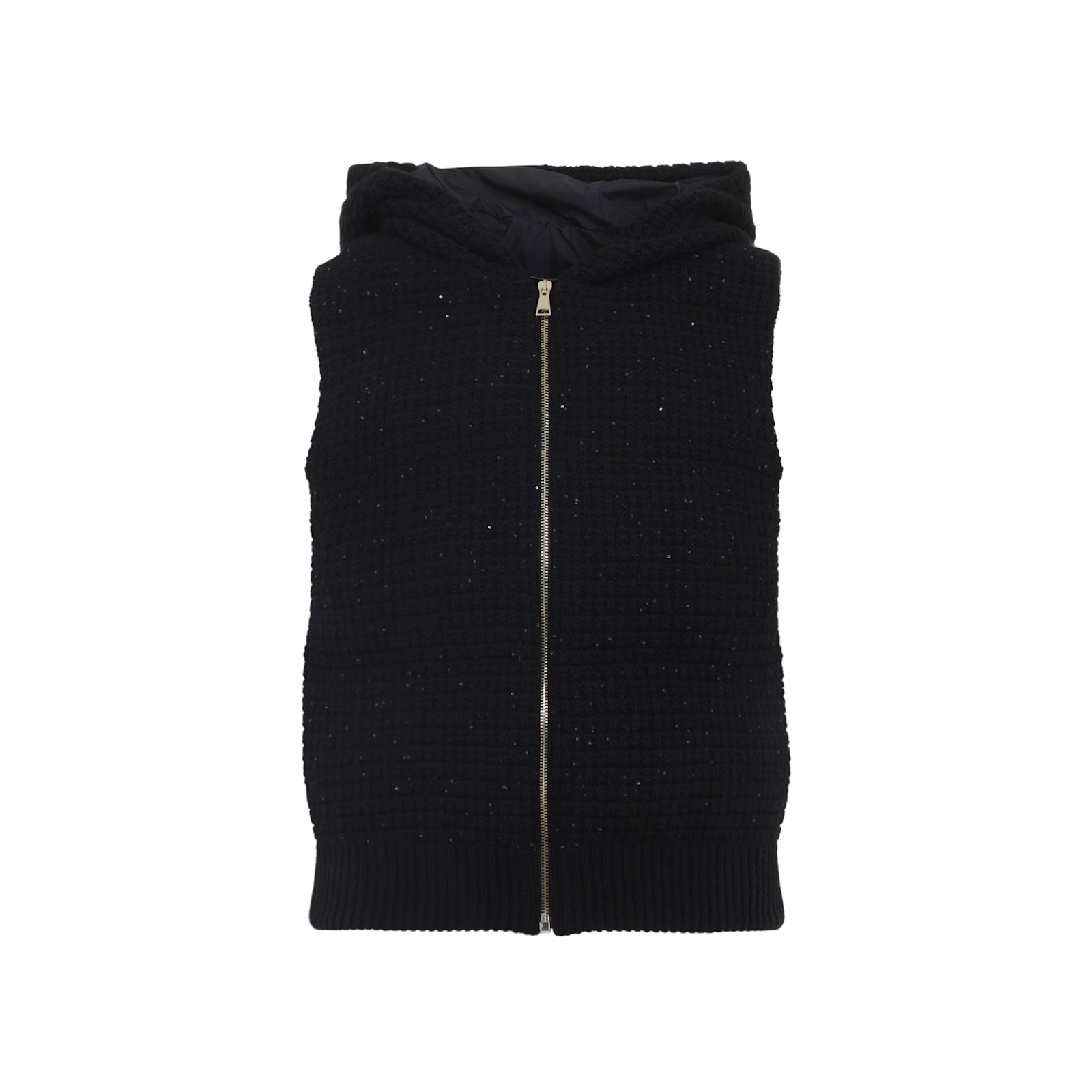 Fabiana Filippi Platinum Vest With Sequins In Black