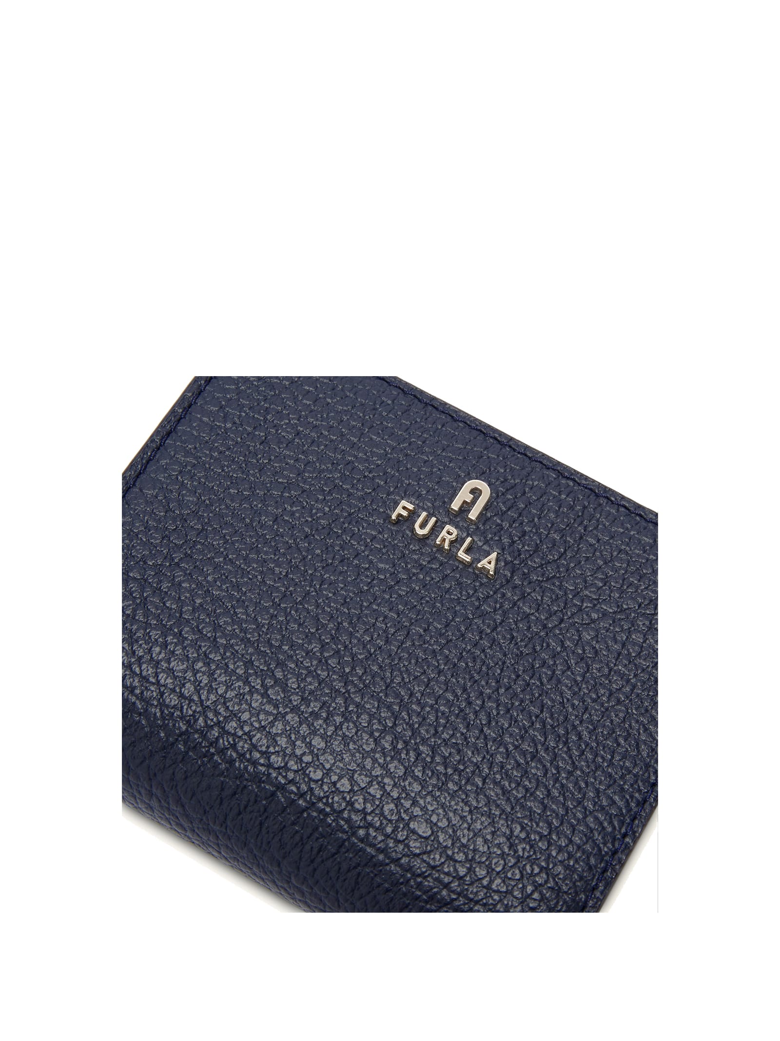 Shop Furla Camelia S Blue Wallet In Grained Leather In Mediterraneo