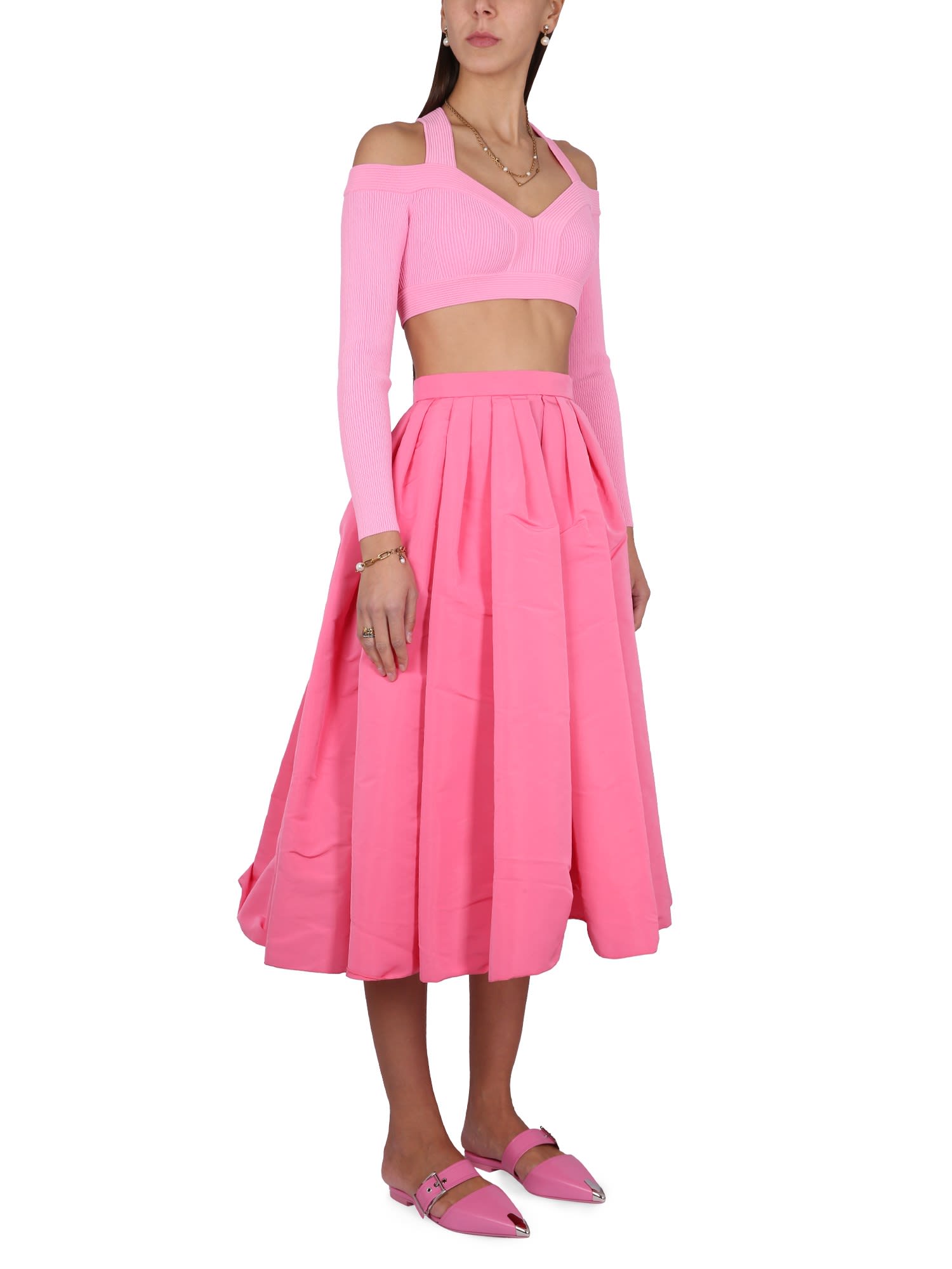 Alexander Mcqueen Cropped Shirt In Pink