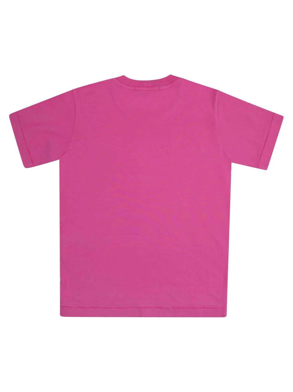 Shop Stone Island Compass-patch Crewneck T-shirt In Rosa