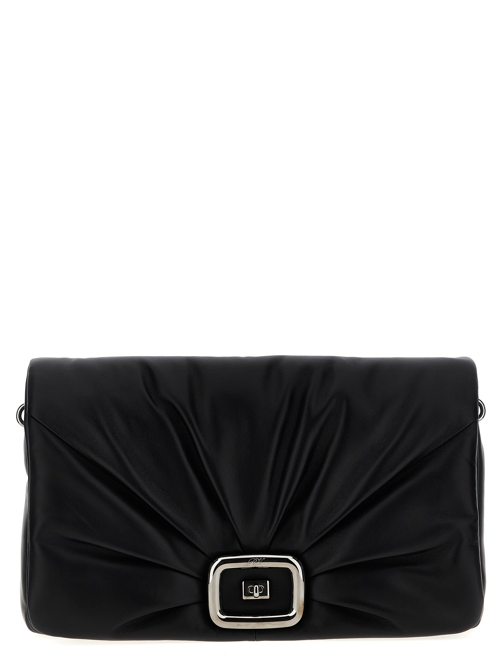 Shop Roger Vivier Viv Choc Large Shoulder Bag In Black