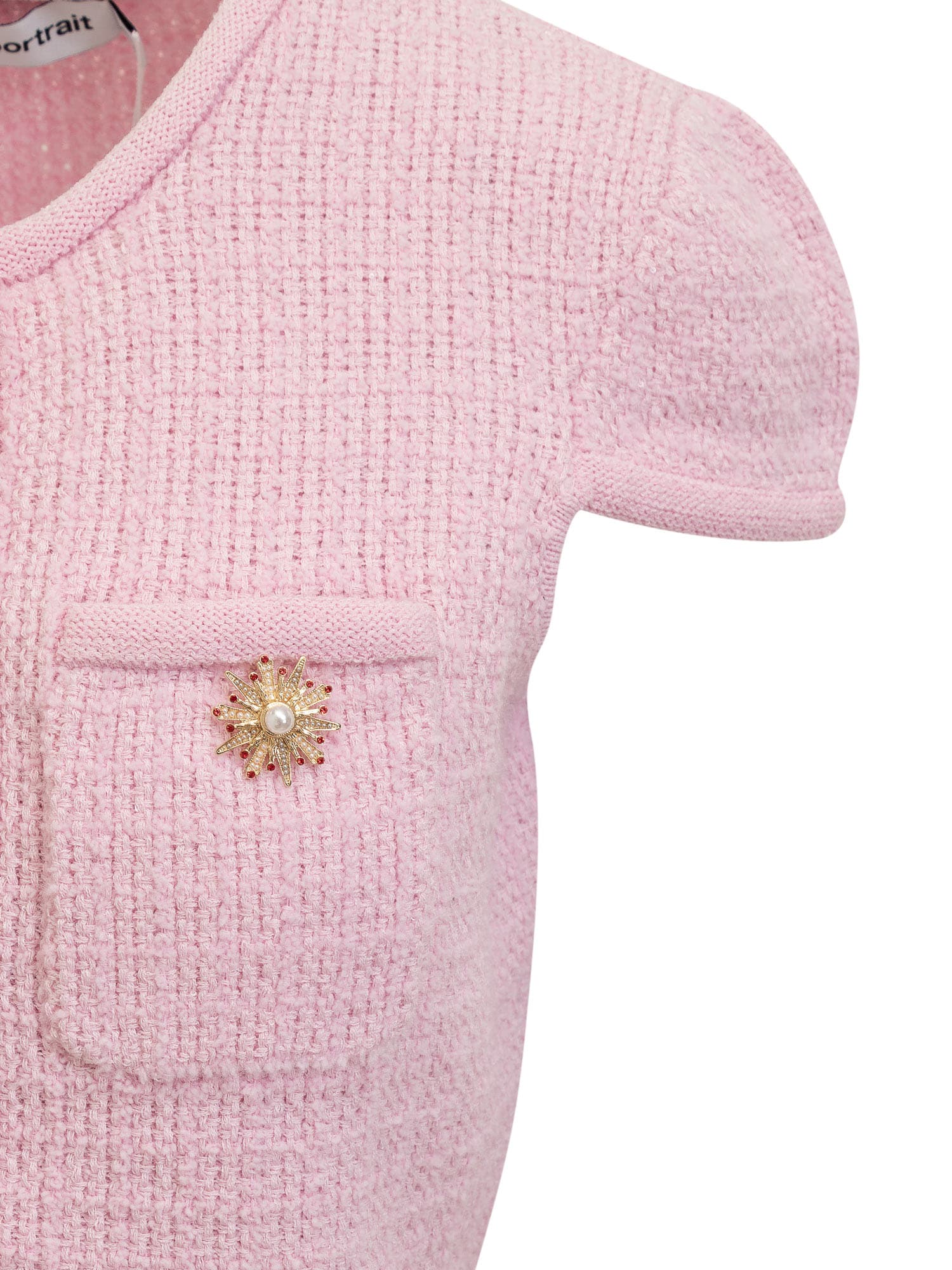 Shop Self-portrait Top With Jewel Buttons In Pink