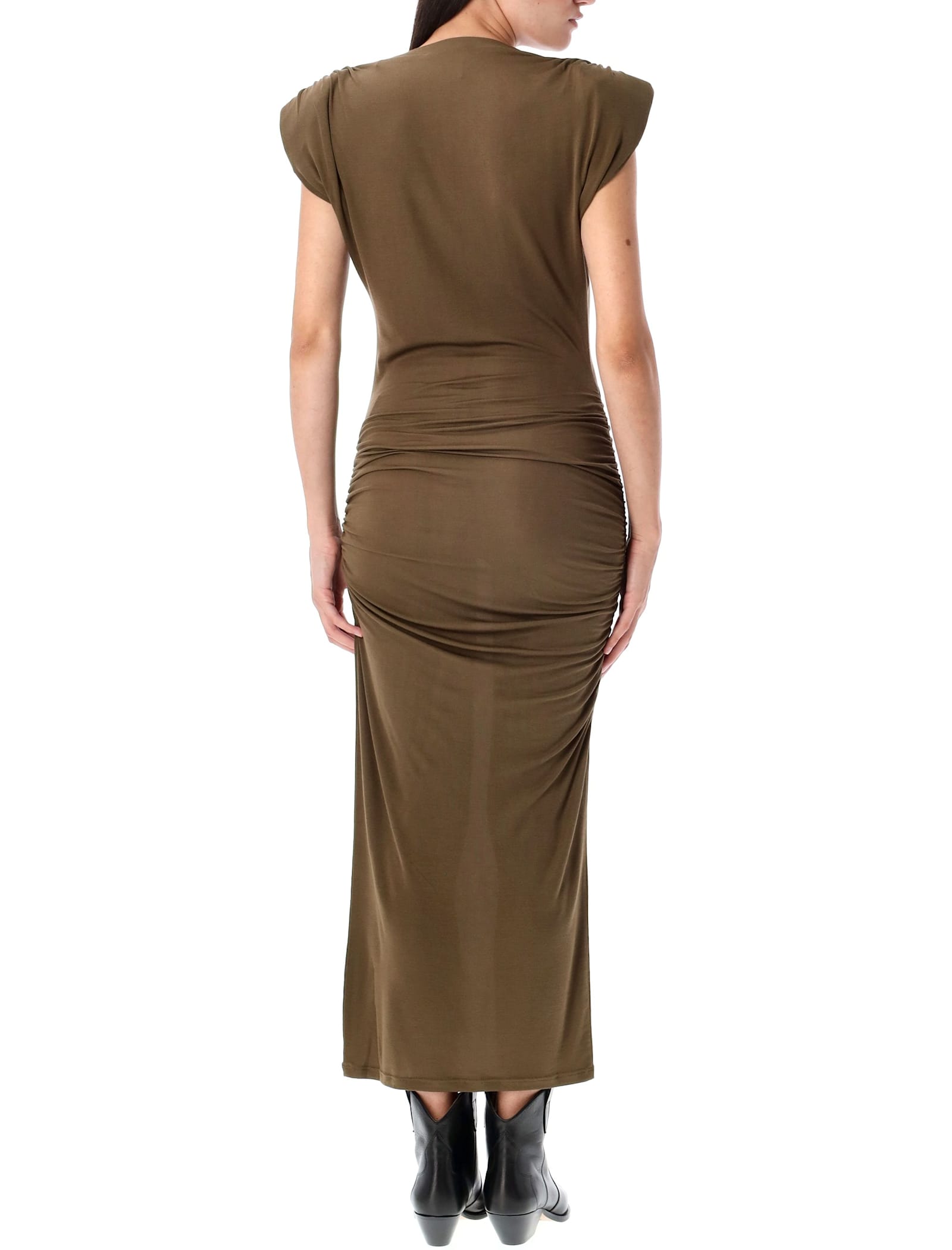Isabel Marant Étoile Sleeveless Midi Dress Featuring Ruched Design In Green
