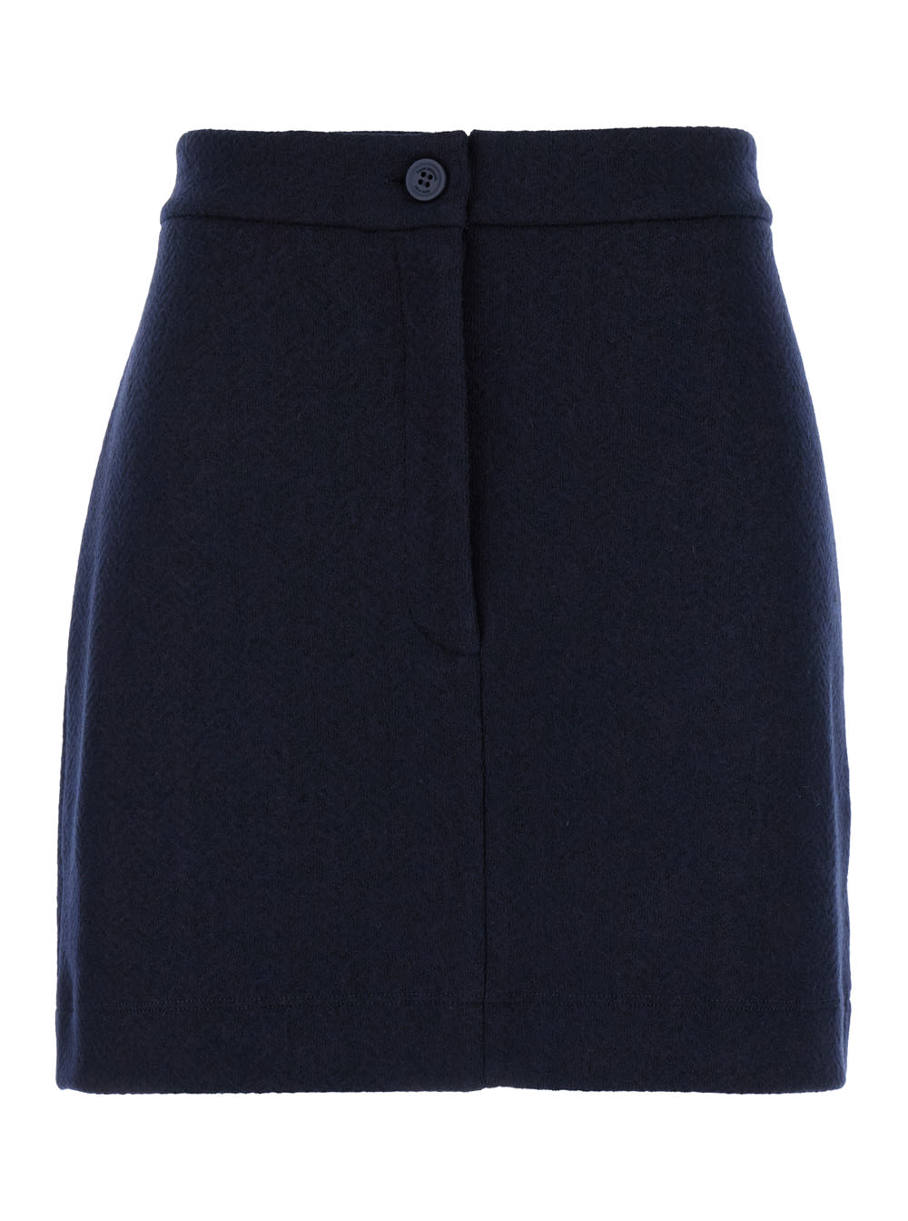 Shop Thom Browne Blue Mini Skirt With Martingala Detail In Wool Jersey Woman