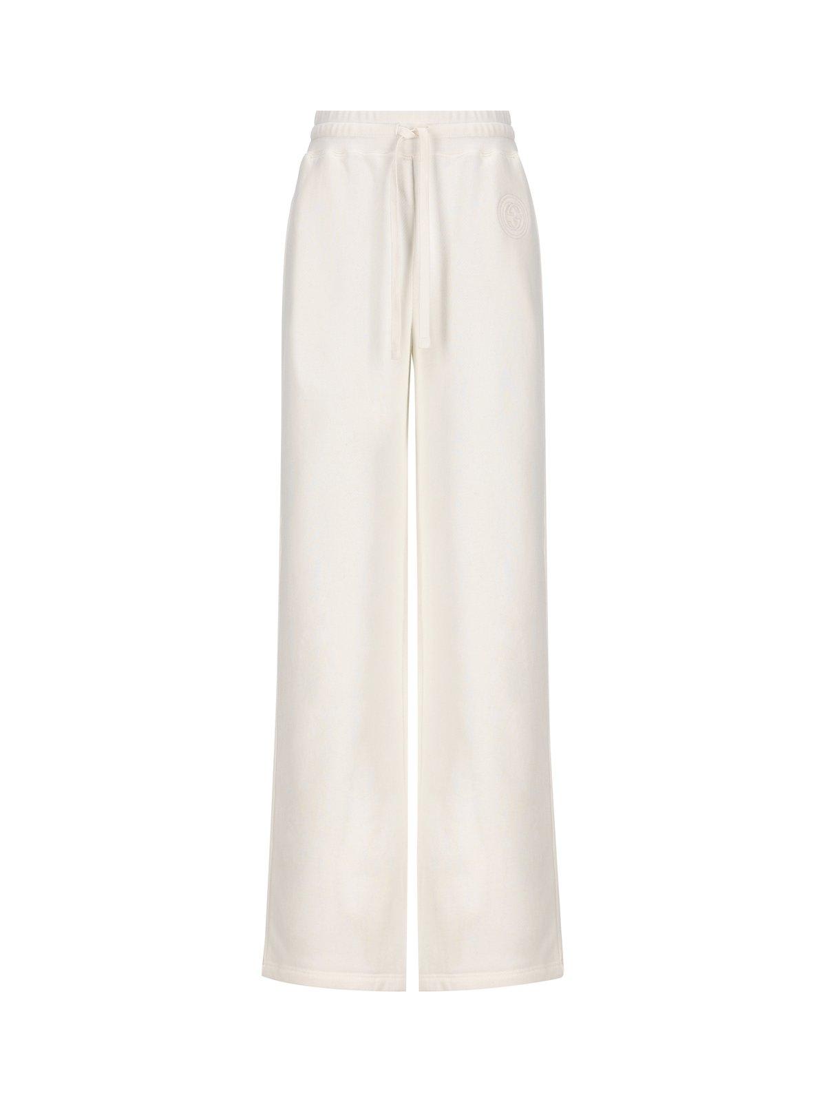 Gucci Interlocking G Embroidered Jersey Trousers In White