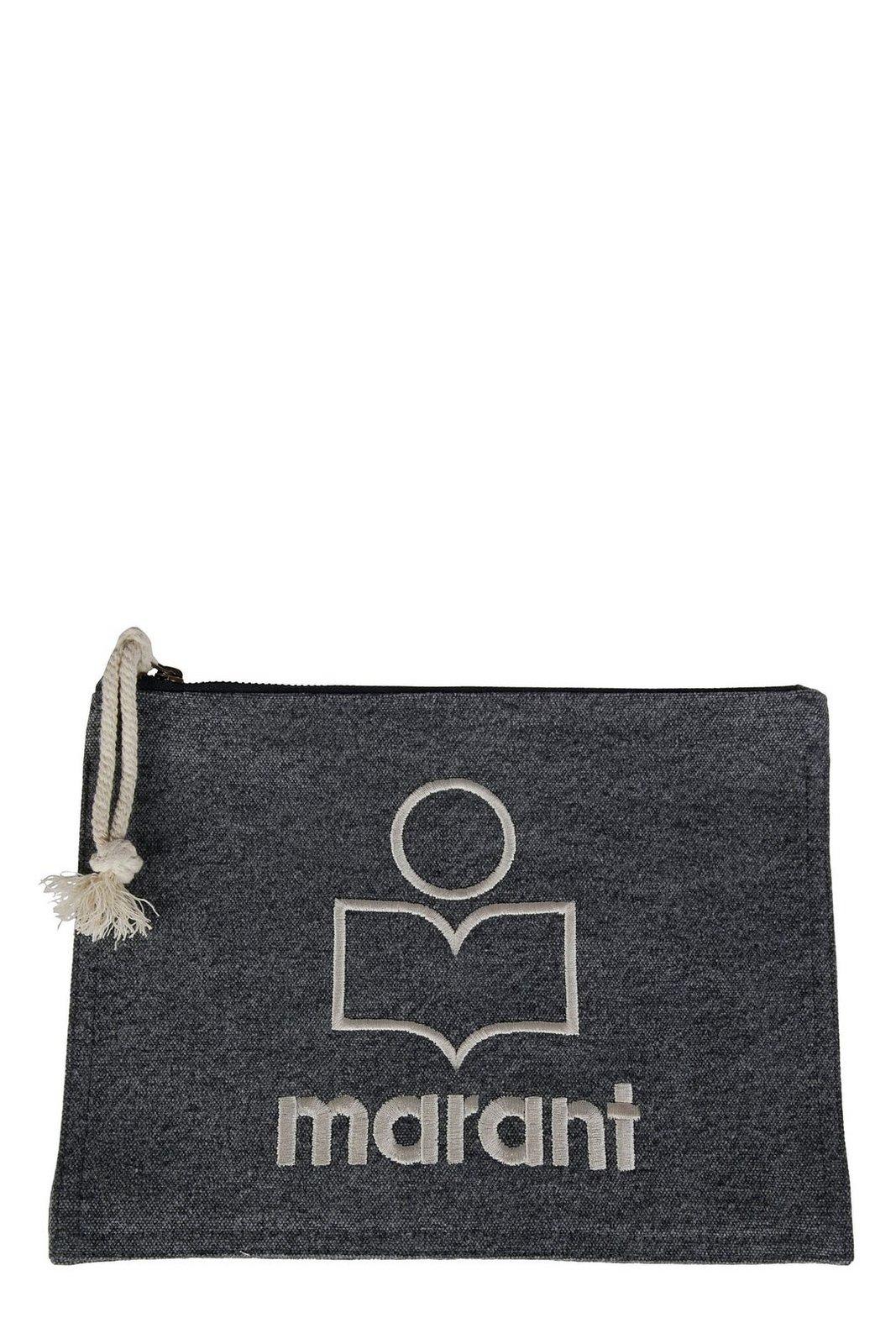 Isabel Marant Netia Logo Embroidered Clutch Bag