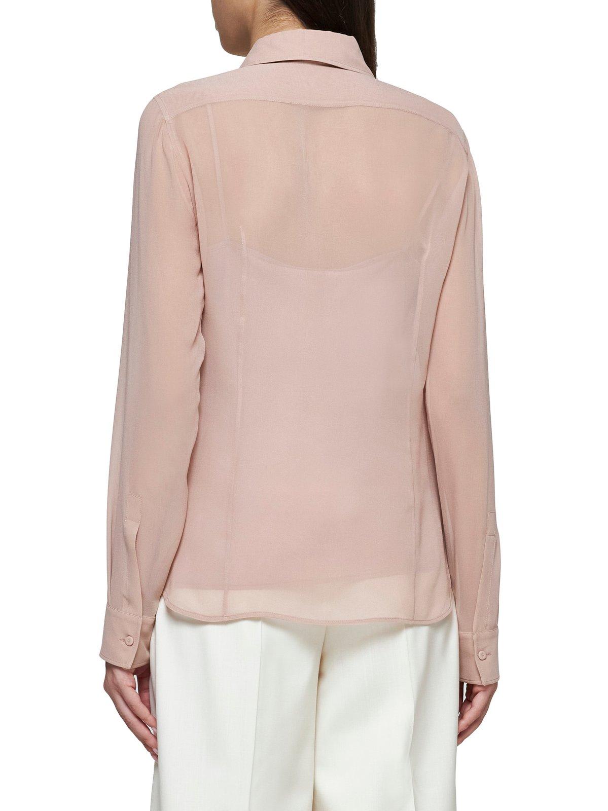 Shop Max Mara Curved Hem Long-sleeved Shirt In .