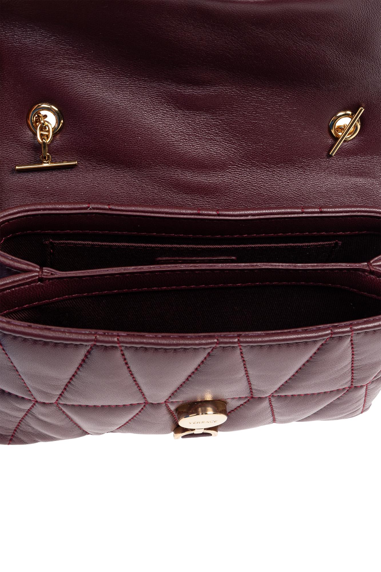 Versace Shoulder Bag Kleio Mini In Dark Burgundy- Gold