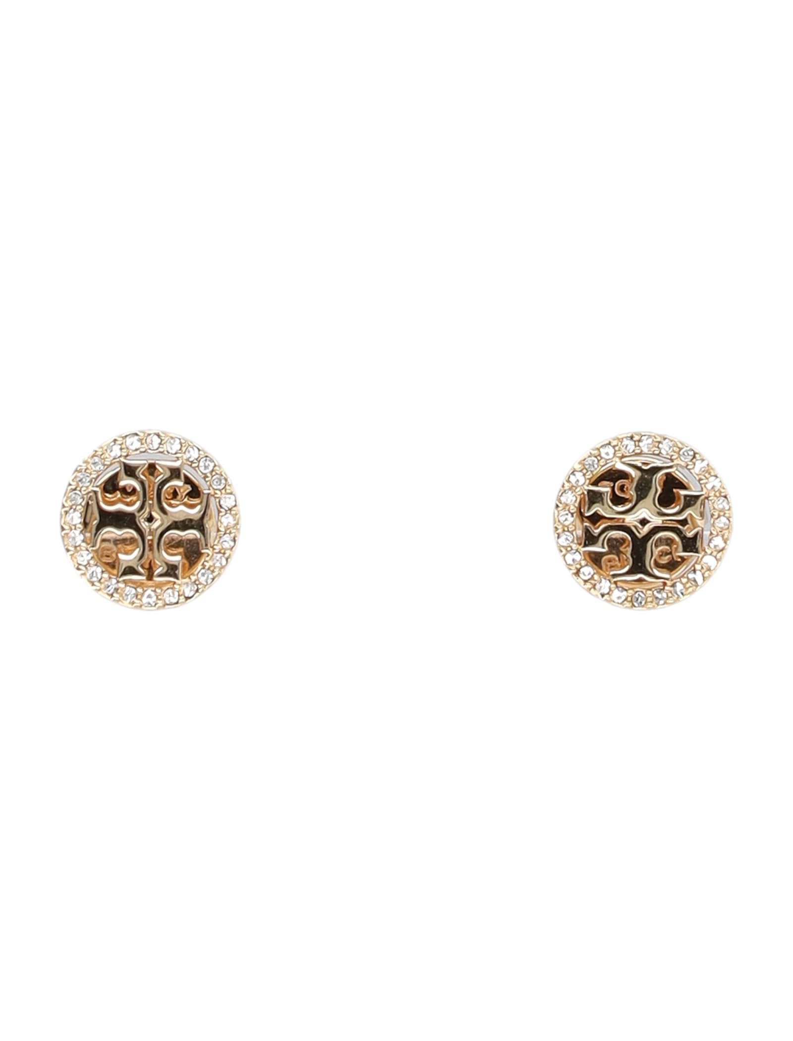 Shop Tory Burch Miller Pave Stud Earring In Tory Gold / Crystal