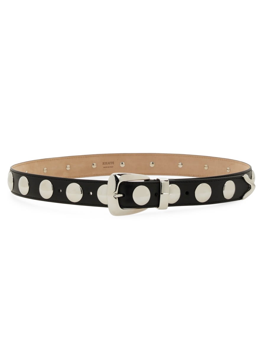 Khaite Benny Belt Whit Silver Stud Bucke In Black