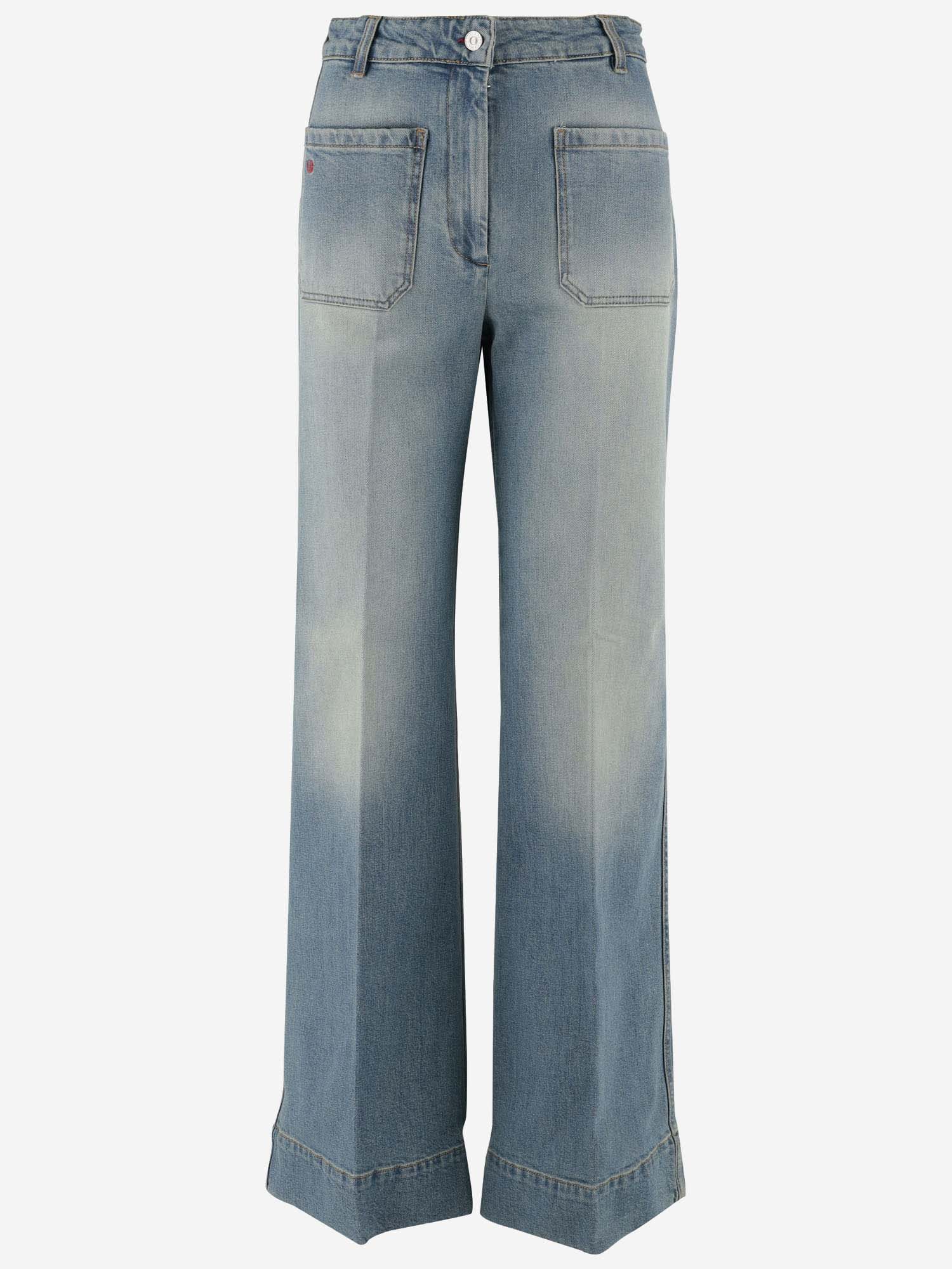 Shop Victoria Beckham Stretch Cotton Denim Jeans In Light Denim