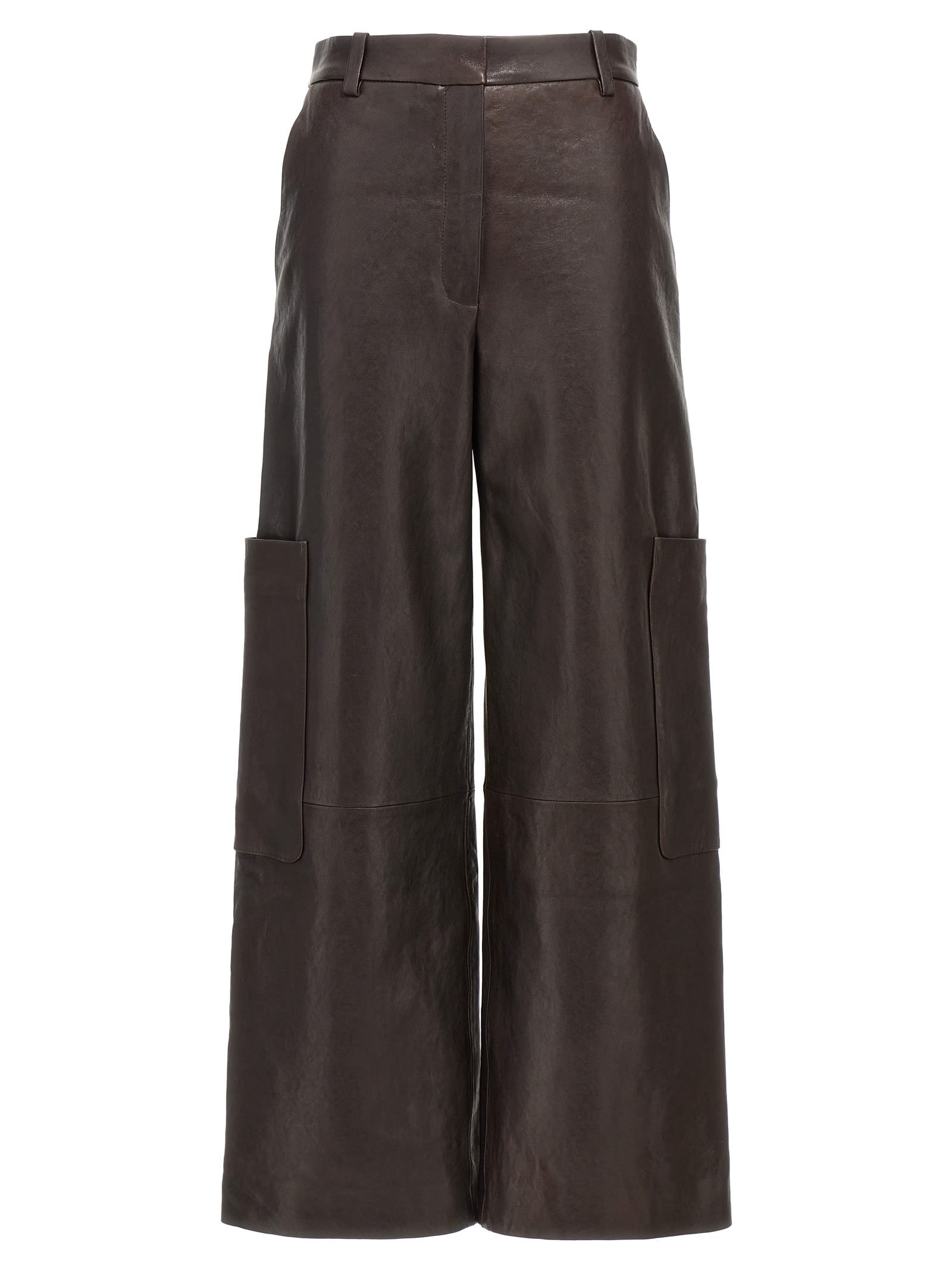 Khaite Wide Leg Cargo Trousers With Multiple Pockets