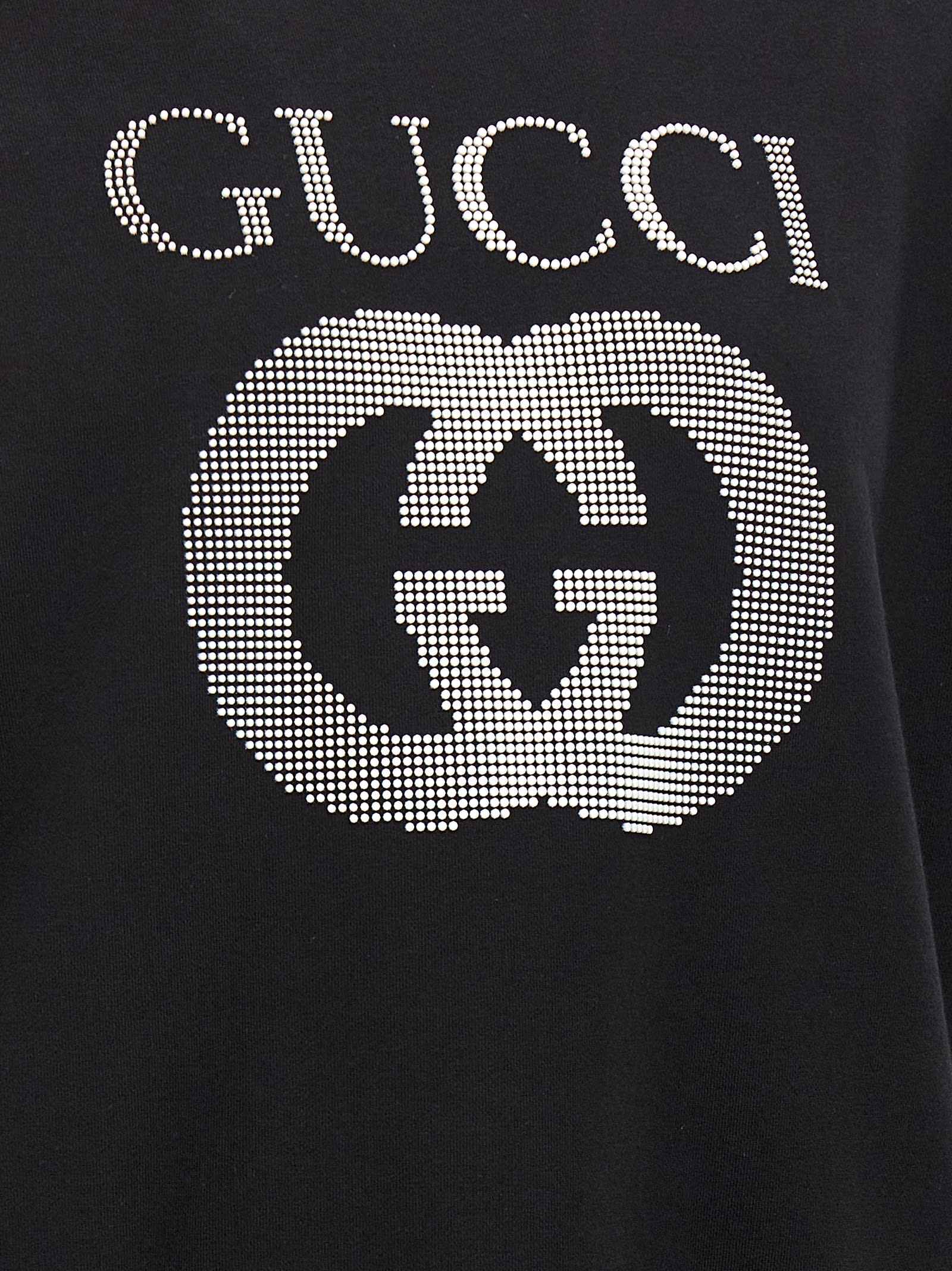 Shop Gucci Logo Sweatshirt In White/black