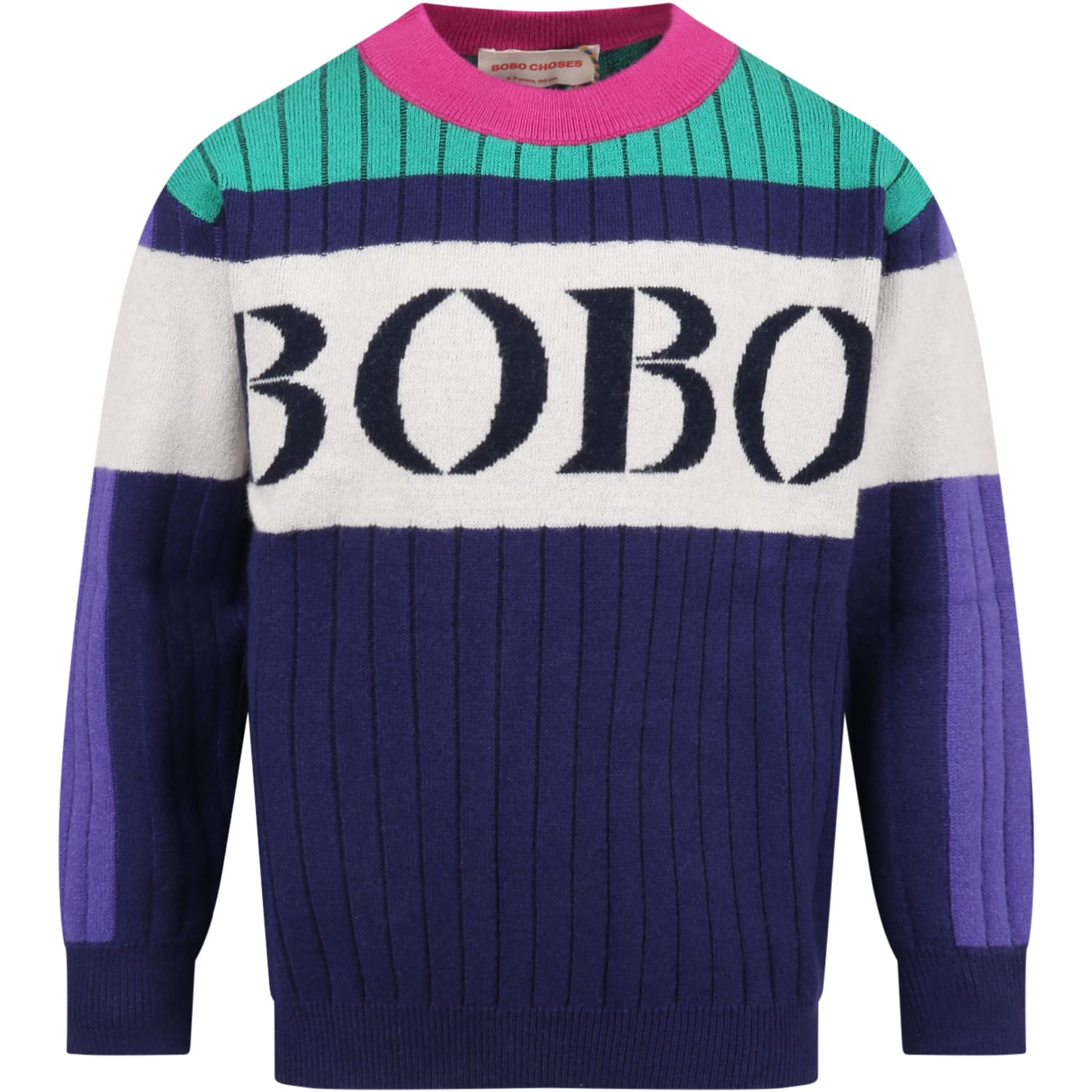 BOBO CHOSES MULTICOLOR SWEATER FOR GIRL WITH LOGO