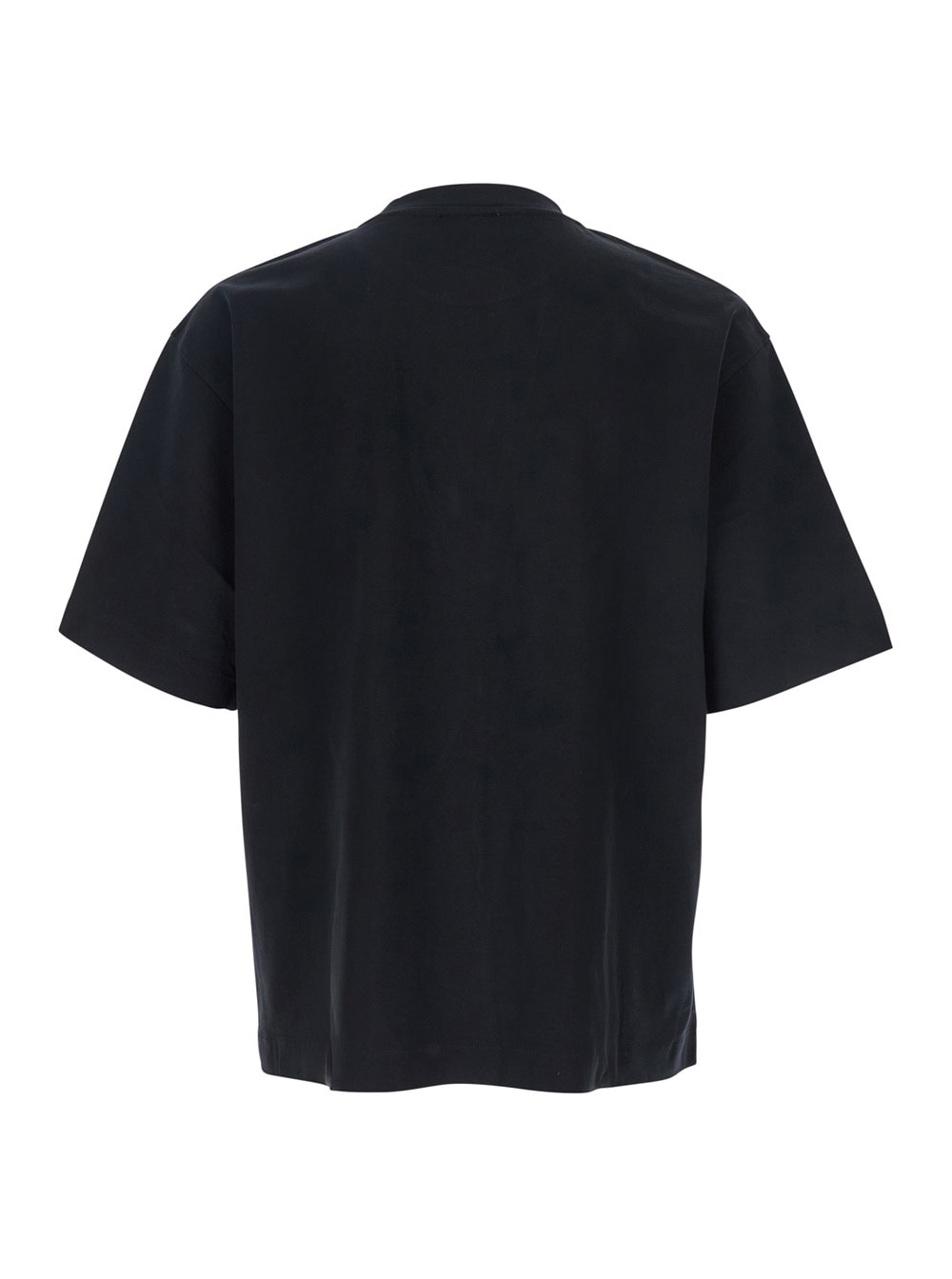 Off-white Black Oversized T-shirt With Contrasting Logo Lettering Print In Cotton Man