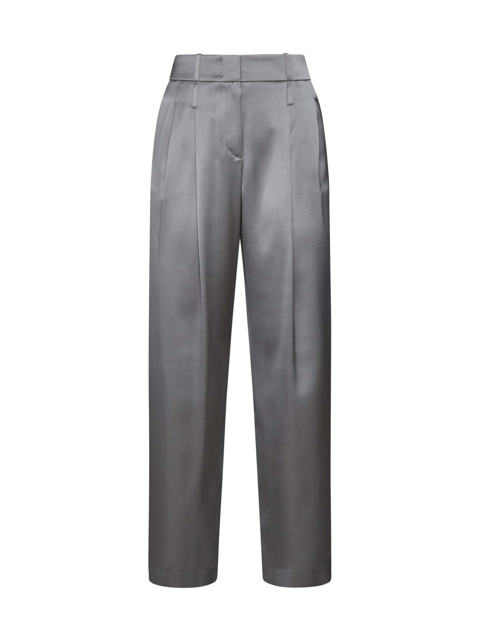 Grey Wool trousers Emporio Armani - Straight-leg silk pants -  GenesinlifeShops Norway