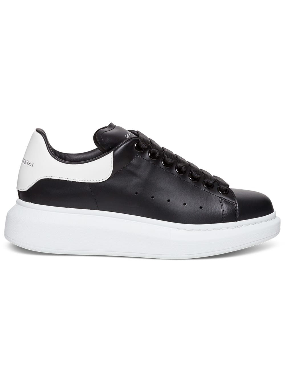 Oversize Black And White Leather Sneakers Man Alexander Mcqueen