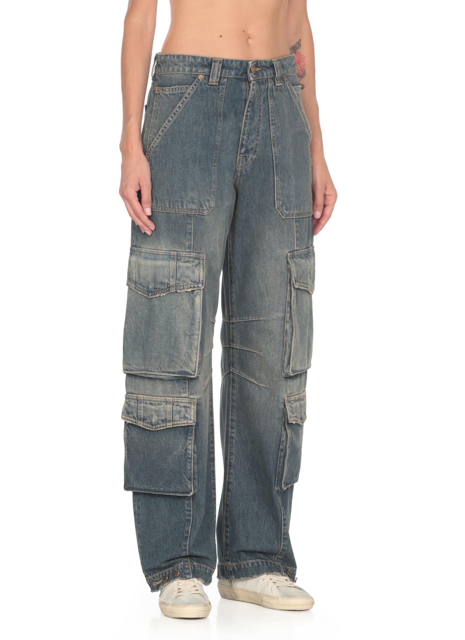 Shop Golden Goose Irina Cargo Pants In Blue