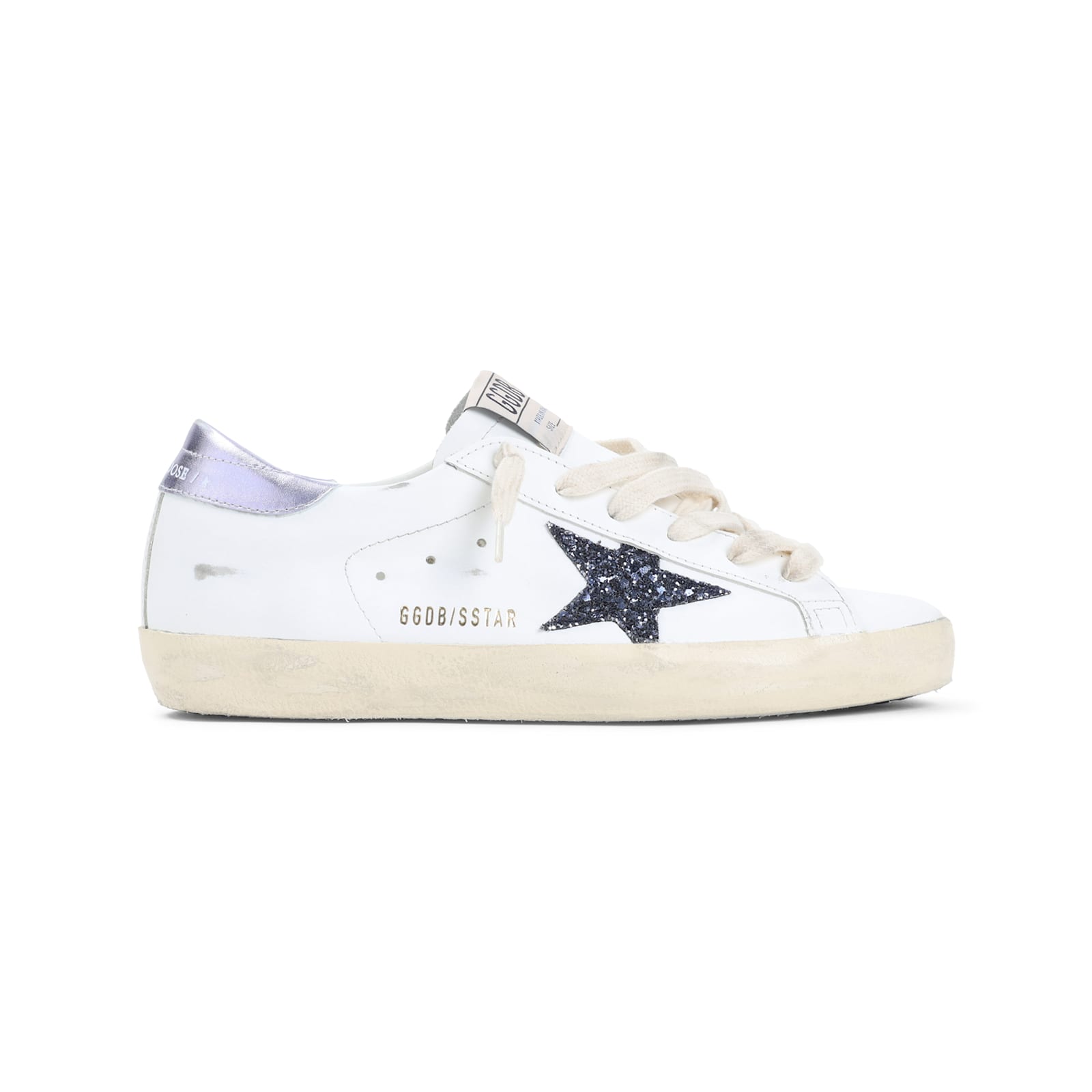 Golden Goose Low-top White Sneakers With Glittery Star And Metallic Heel Tab In White