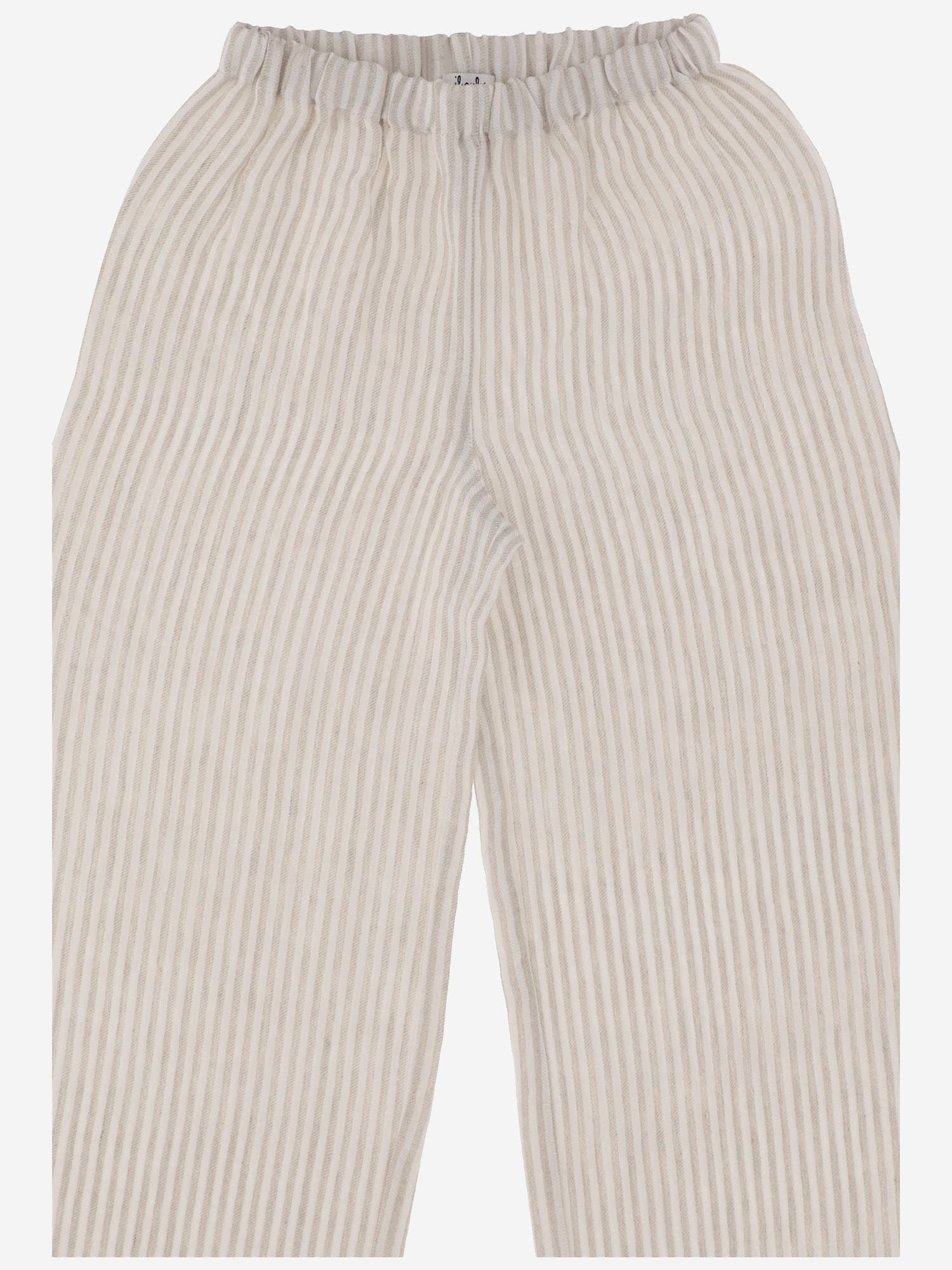 Il Gufo Linen Pants With Striped Pattern In Grey