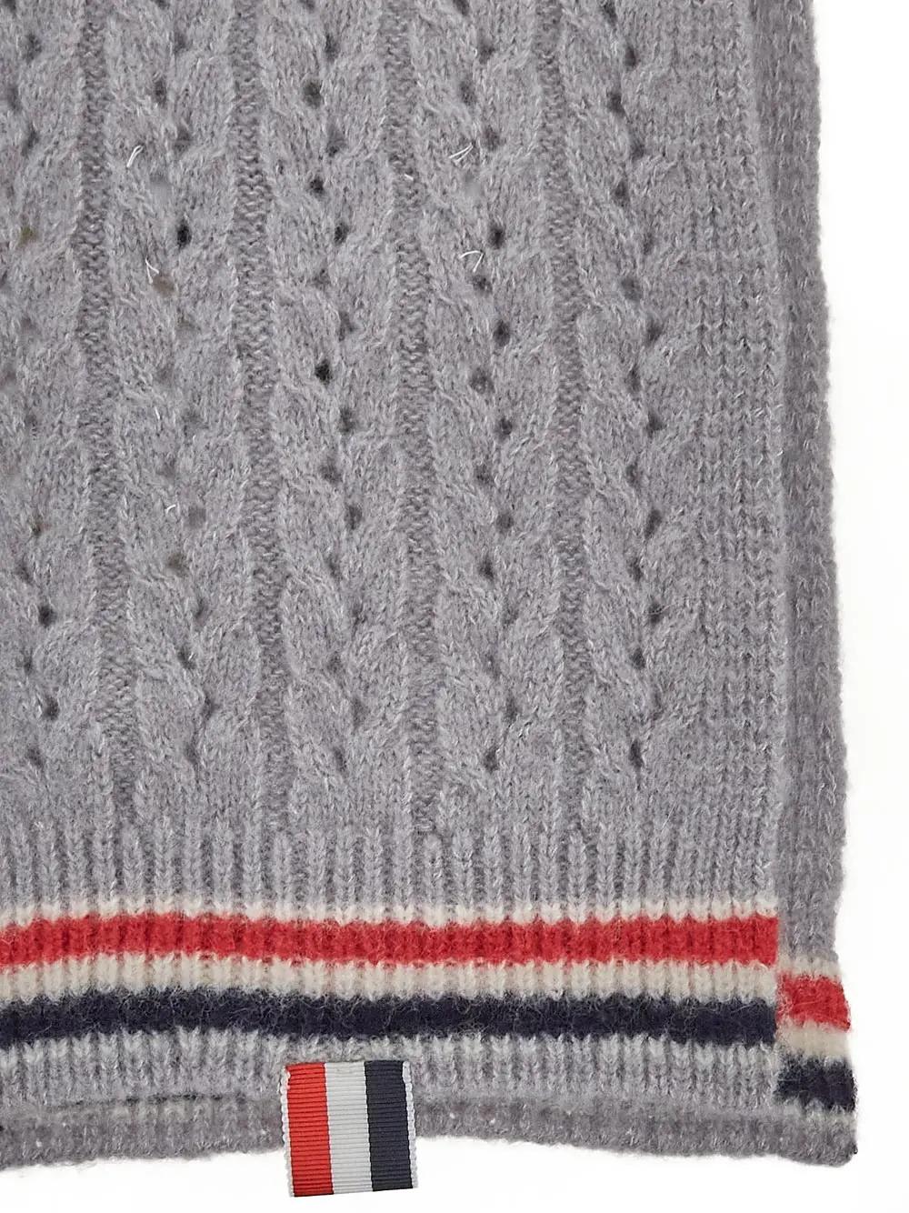 Shop Thom Browne Cable Pointelle Scarf In Grey