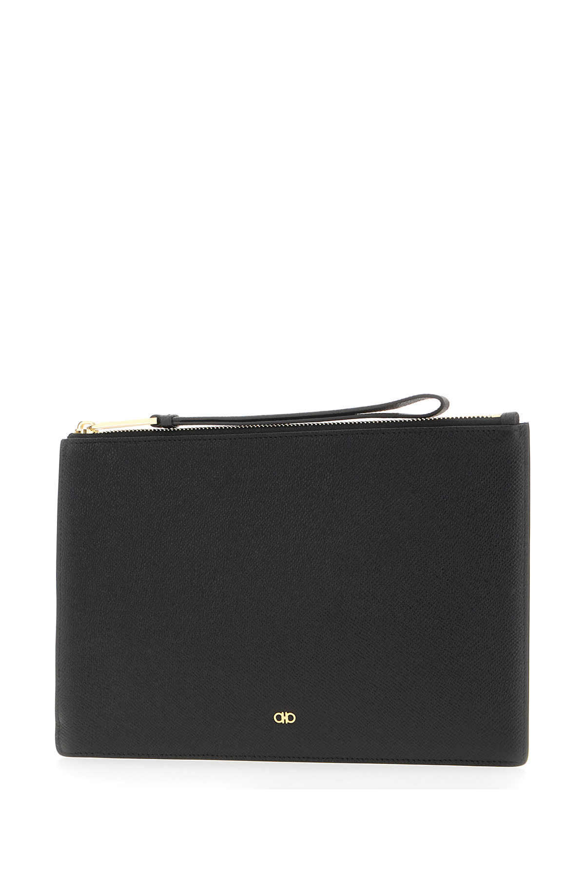 Shop Ferragamo Black Leather Clutch In Nero