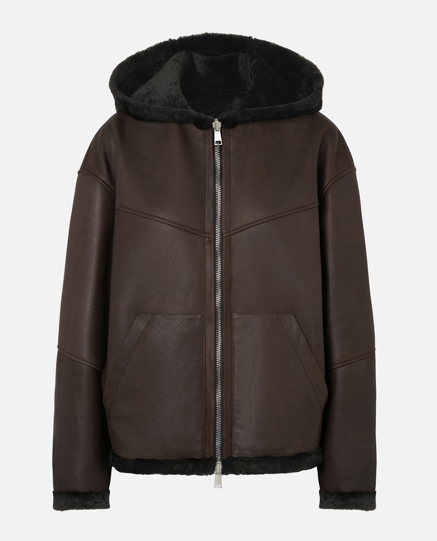Halfboy Hoodie Shearling Bomber Reversible In Brown