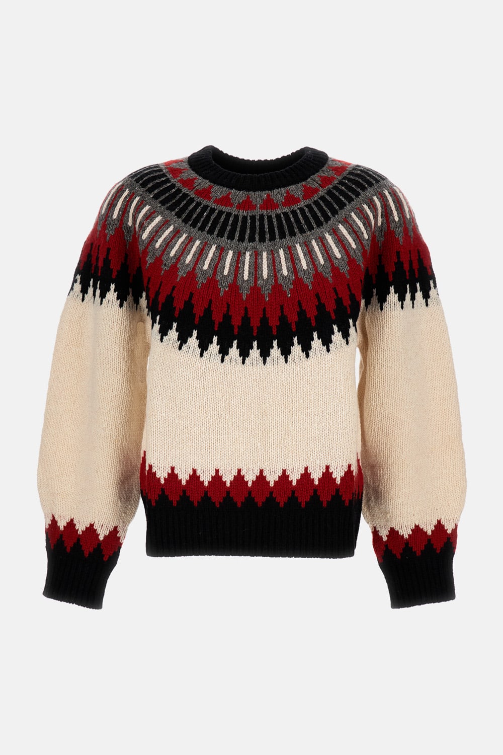 Polo Ralph Lauren Wool Blend Long Sleeve Crew Neck Sweater Authentic Cream Multi In Multi