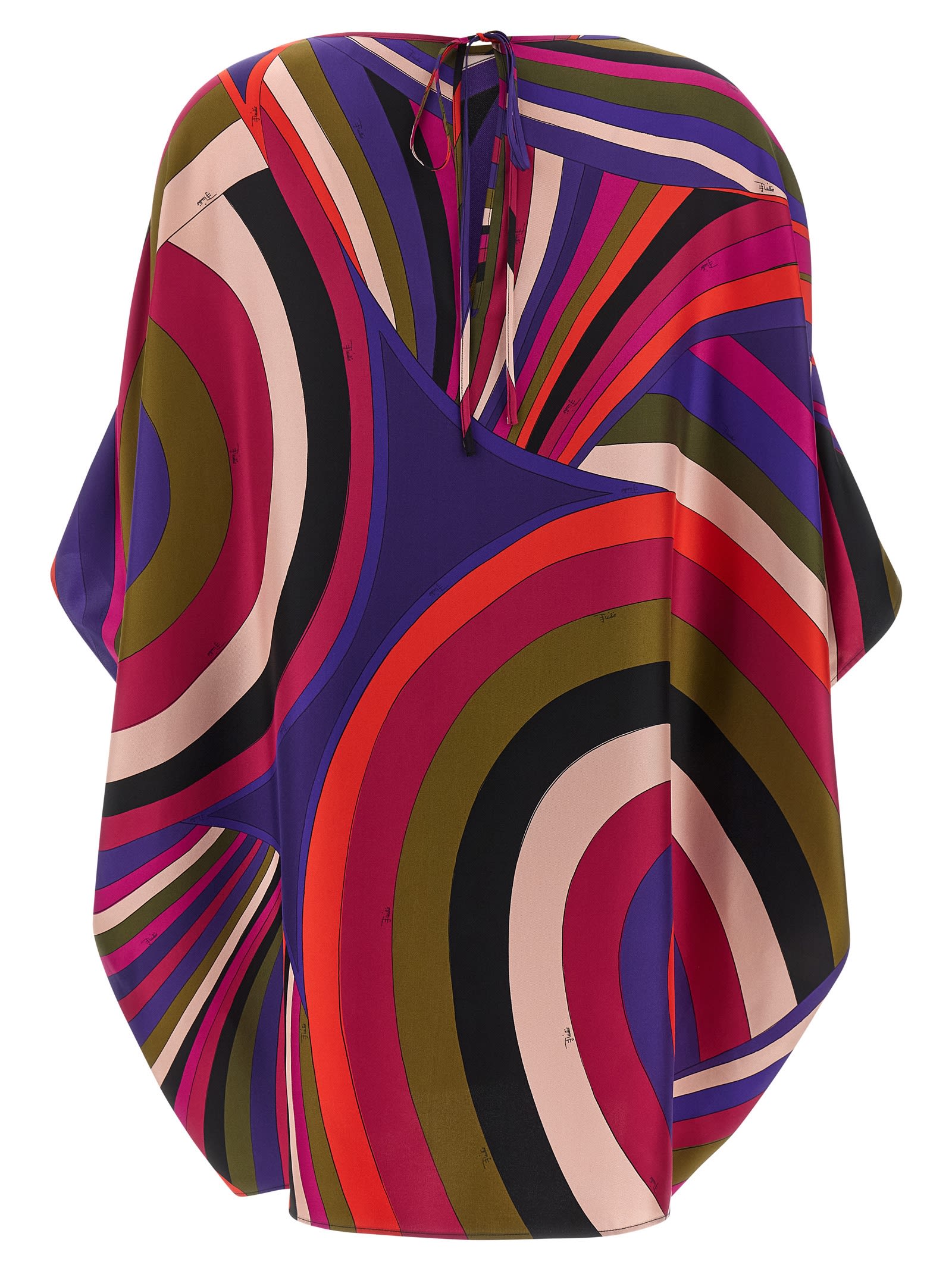 Pucci Iris Print Silk Short Kaftan Clothing In Multi