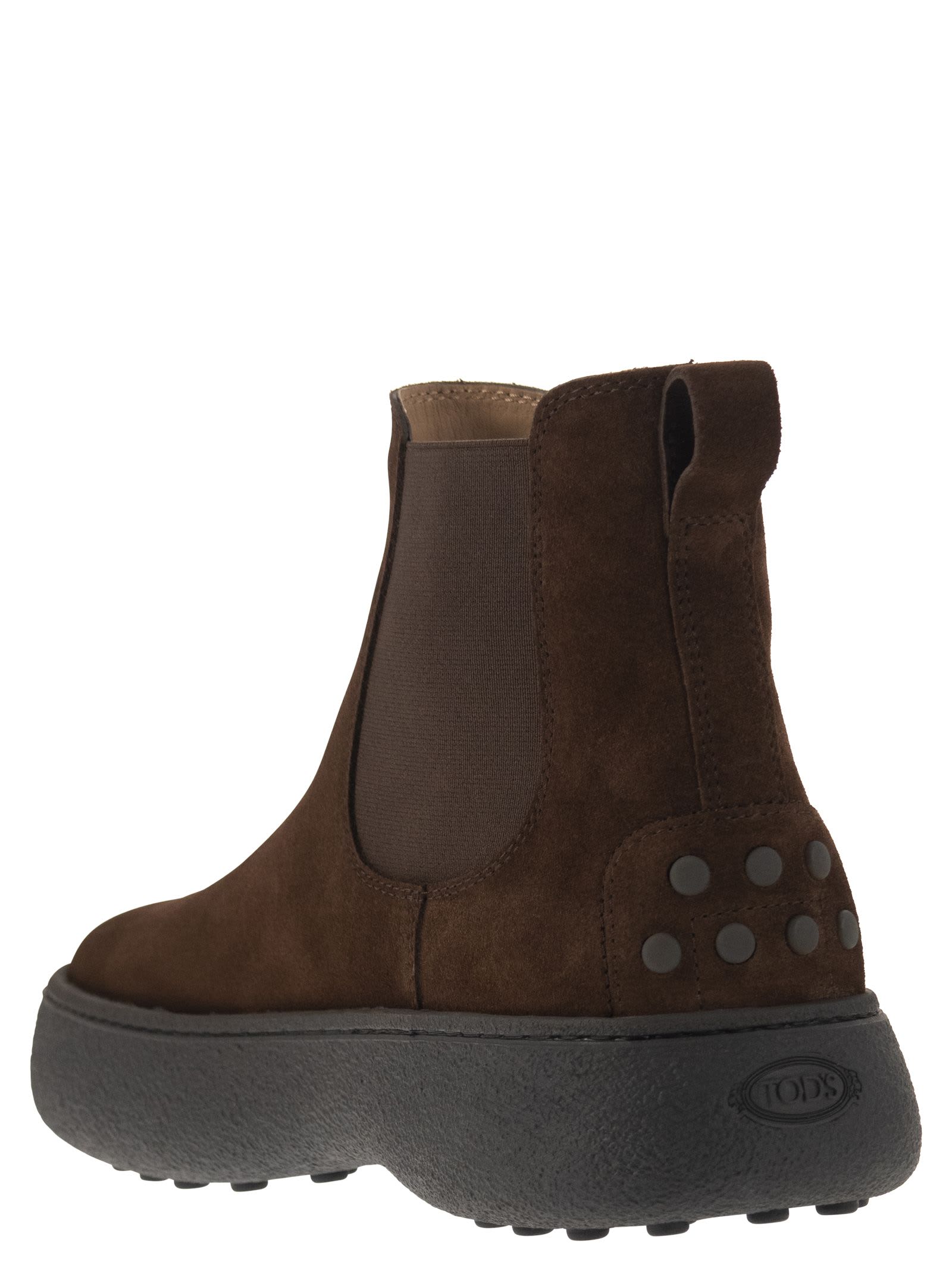 Shop Tod's Chelsea Boot Tods W. G. In Suede Leather In Brown