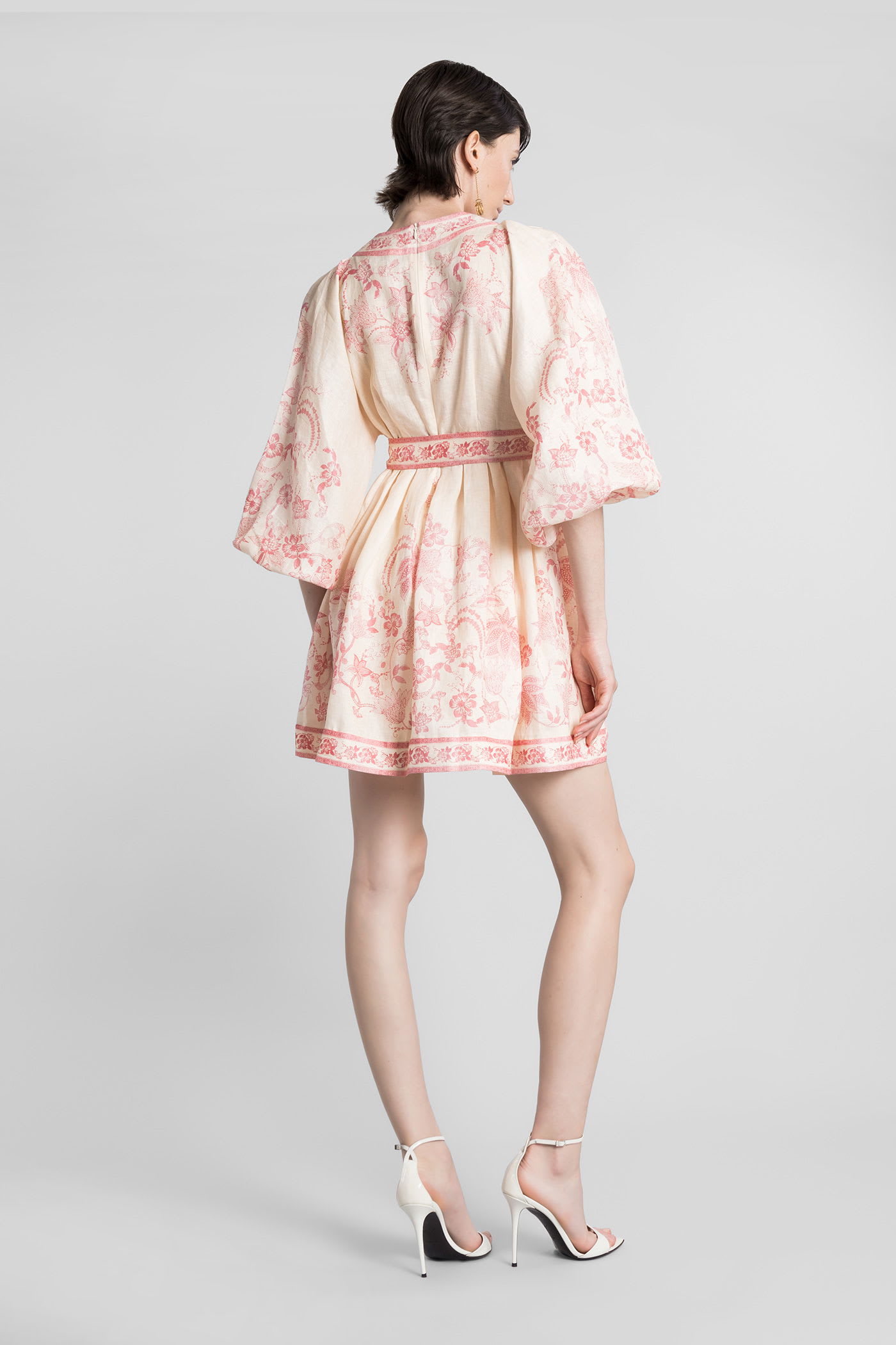 Zimmermann Beige Lucky Printed Mini Dress In White