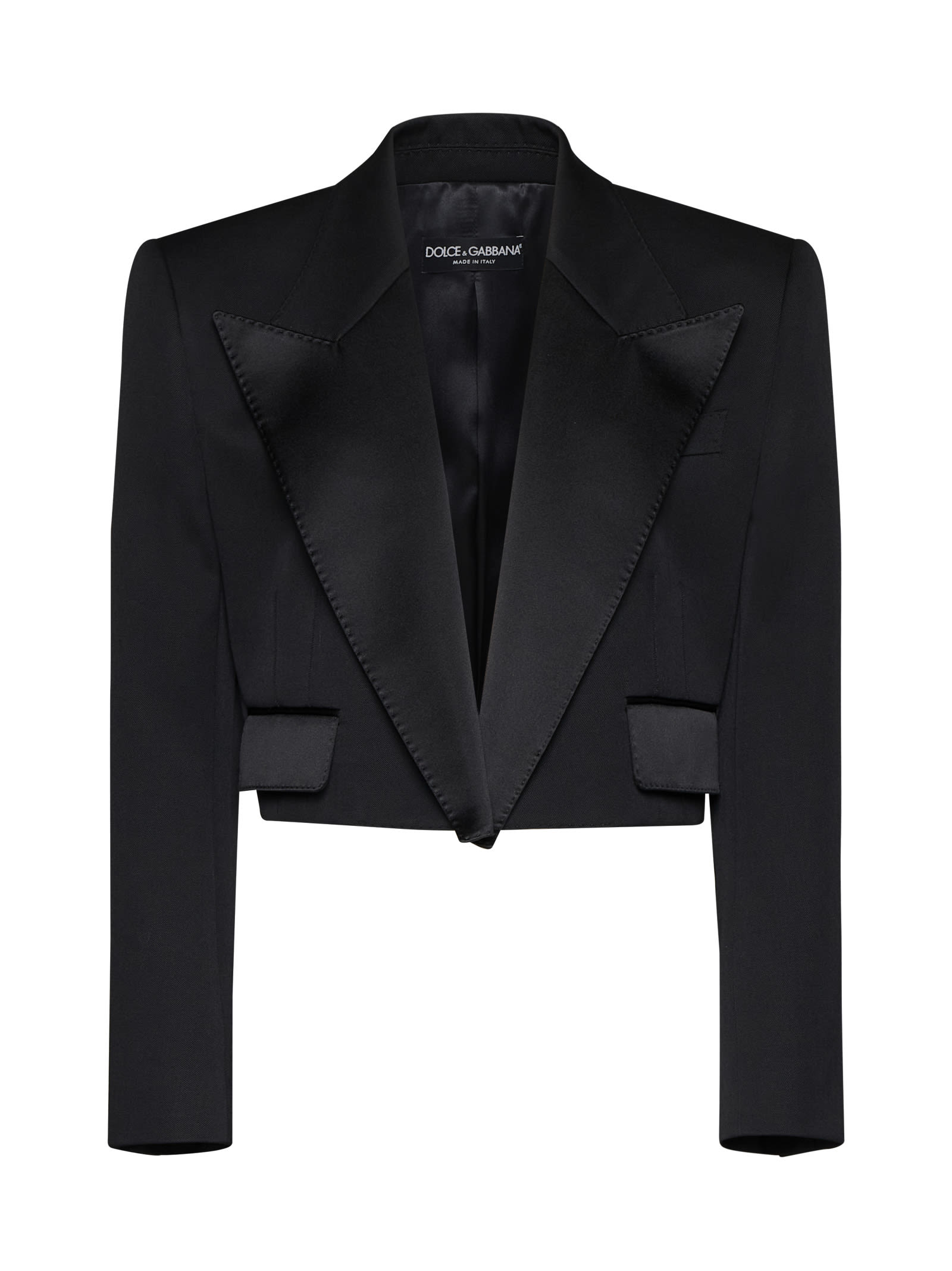 Dolce & Gabbana Wool-blend Cropped Blazer In Nero