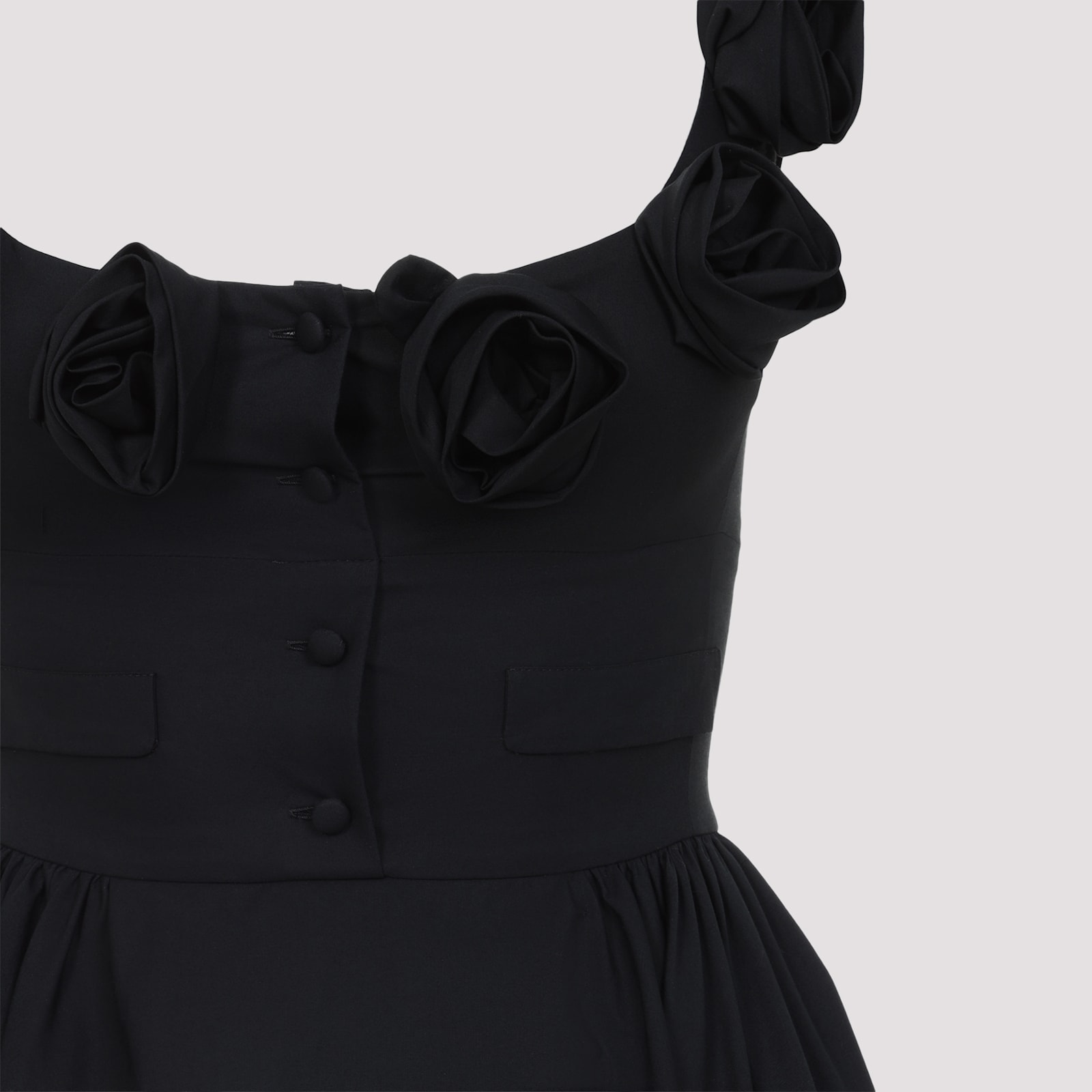 Giambattista Valli Floral Applique Midi Dress In Black