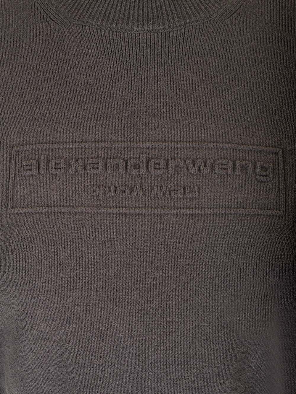 Alexander Wang Cropped Crew Neck Sweater T-shirt Black In Black
