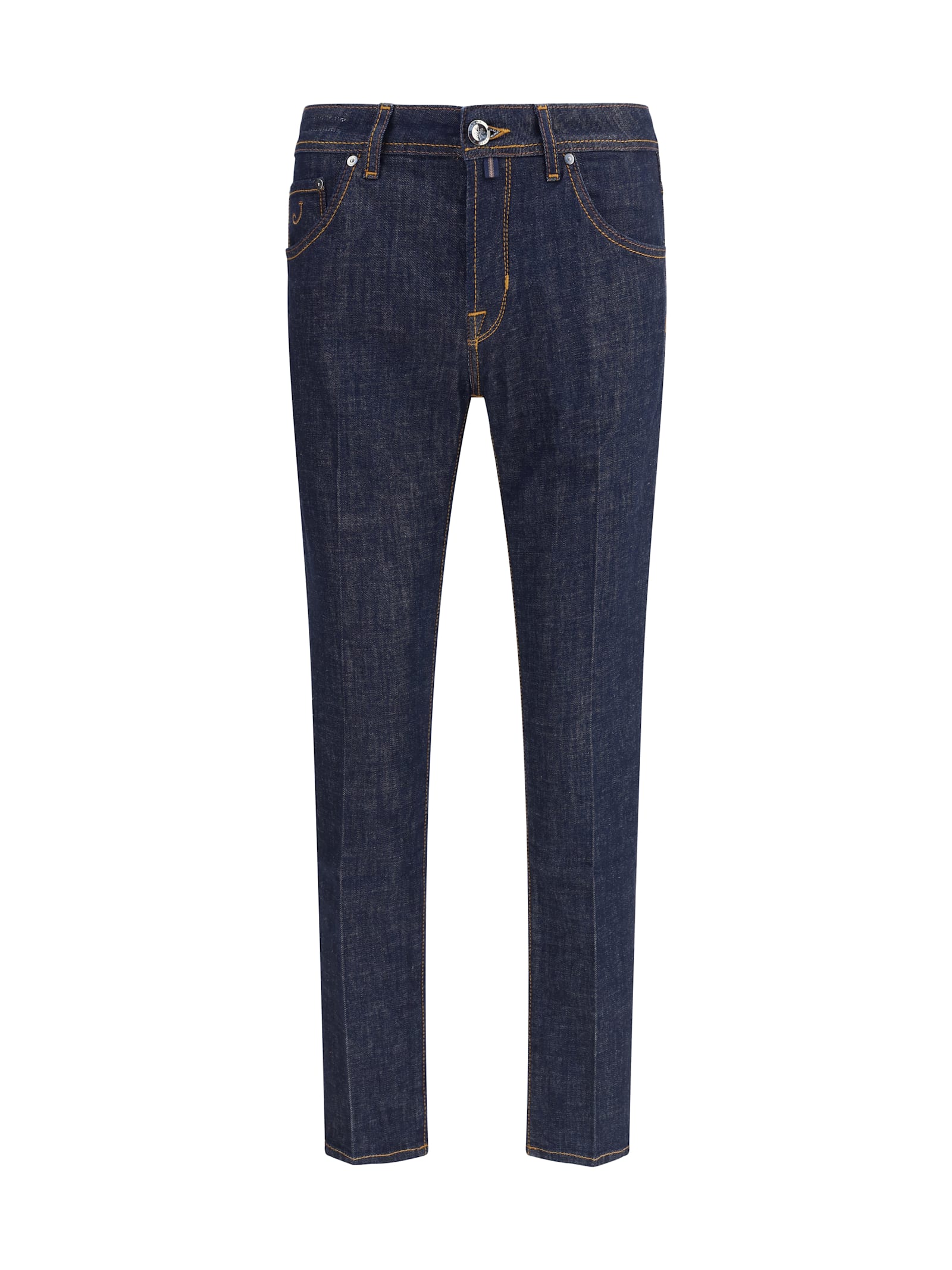 Jacob Cohen Tailored Dark Denim Trousers With Classic Five-pocket Design In Blue