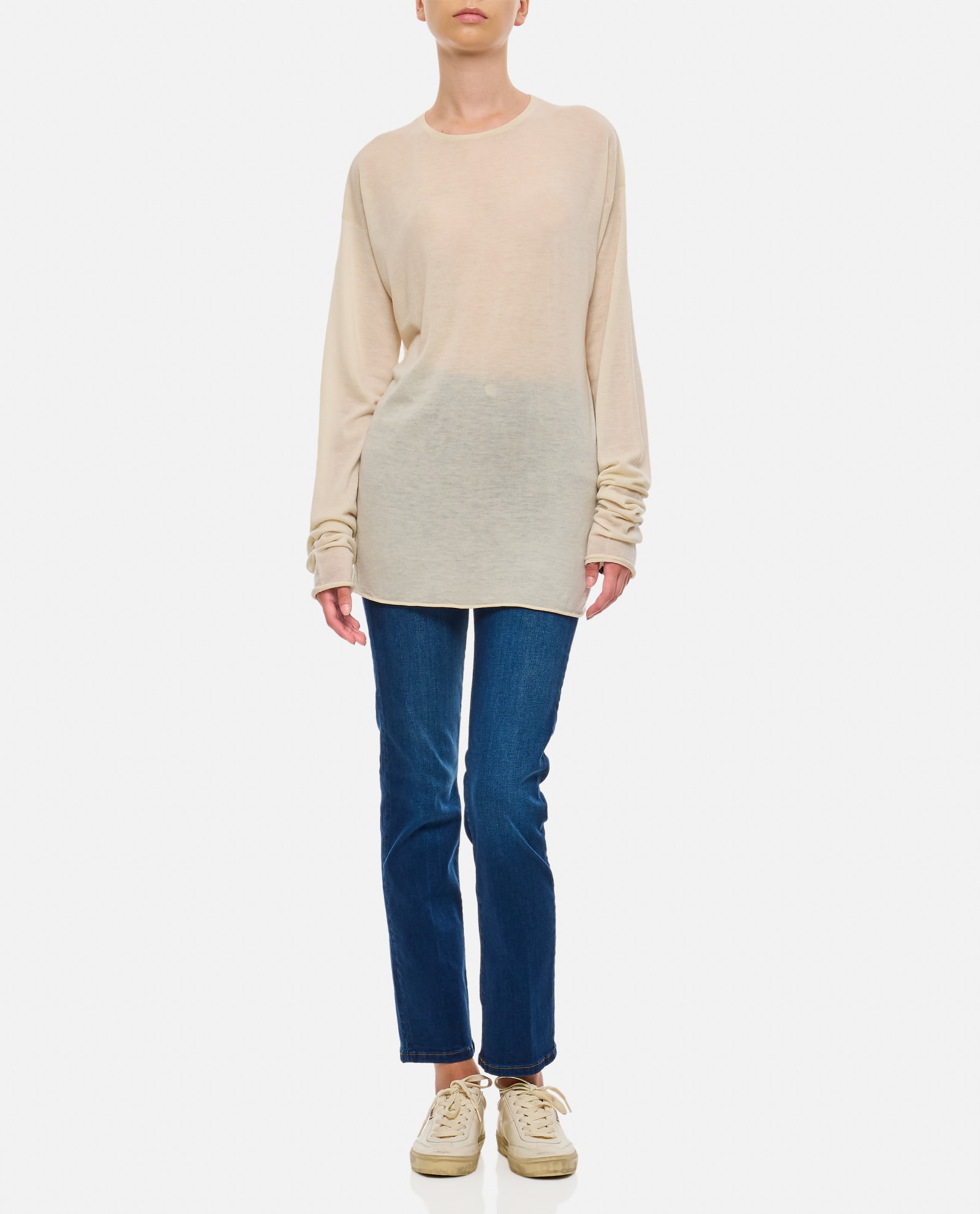 Shop Extreme Cashmere Gemini Cashmere Round Neck Sweater In Beige