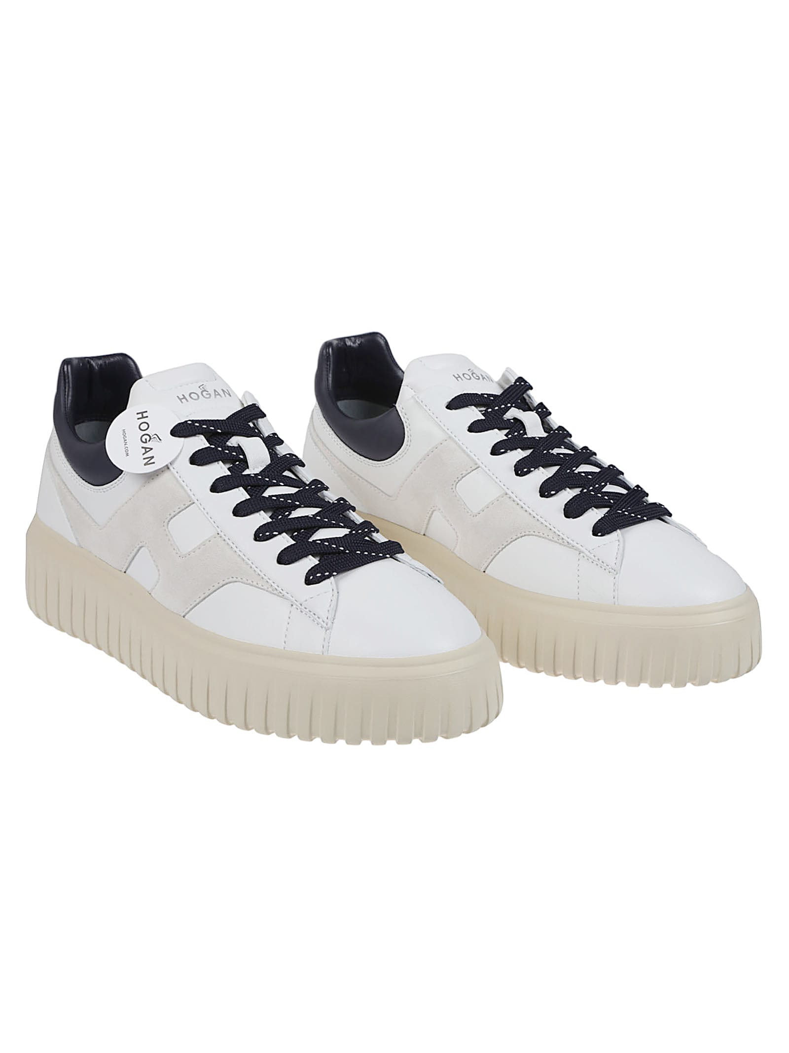 Hogan Lace-up White Sneakers With Logo Patch In White
