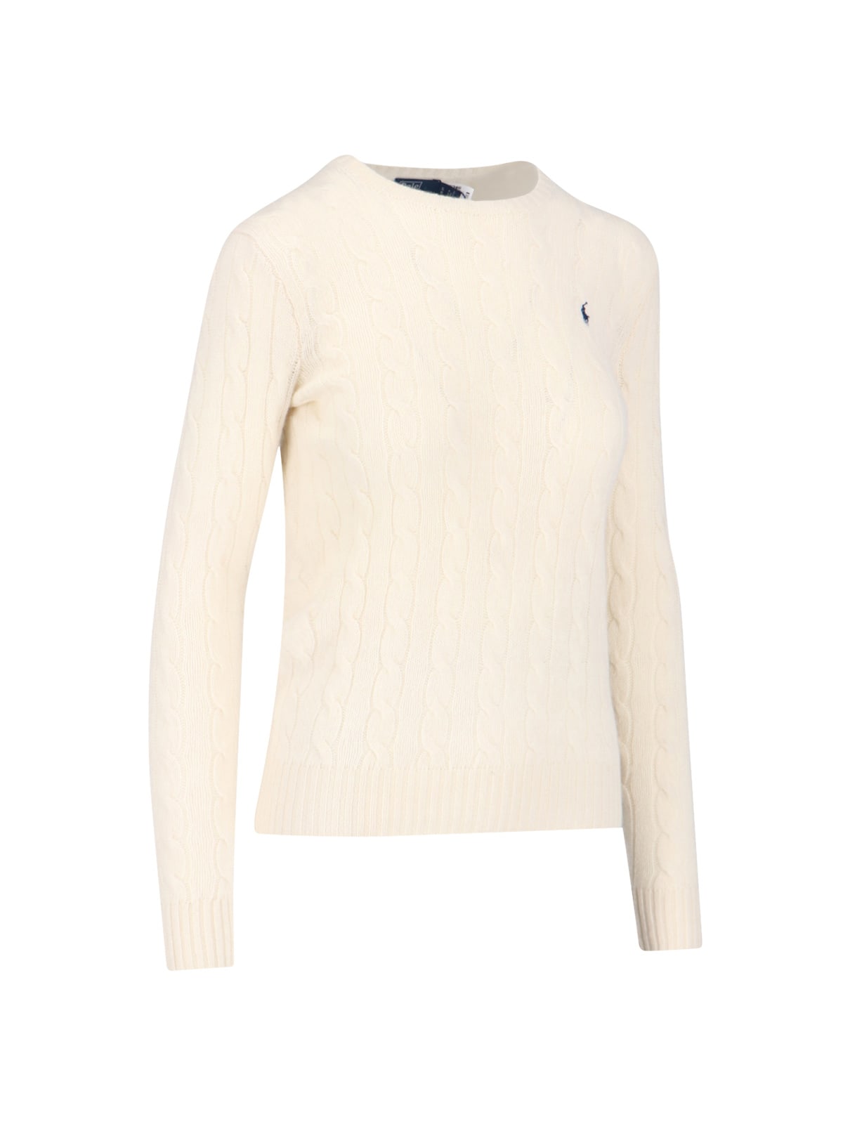 Shop Polo Ralph Lauren Logo Braid Sweater In White