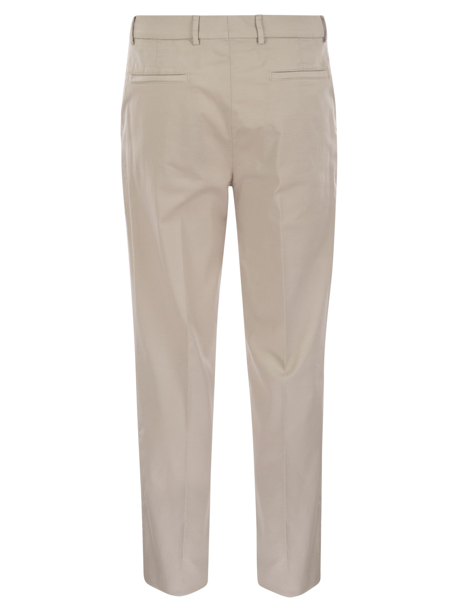 Brunello Cucinelli Comfortable Cotton Blend Trousers In Beige