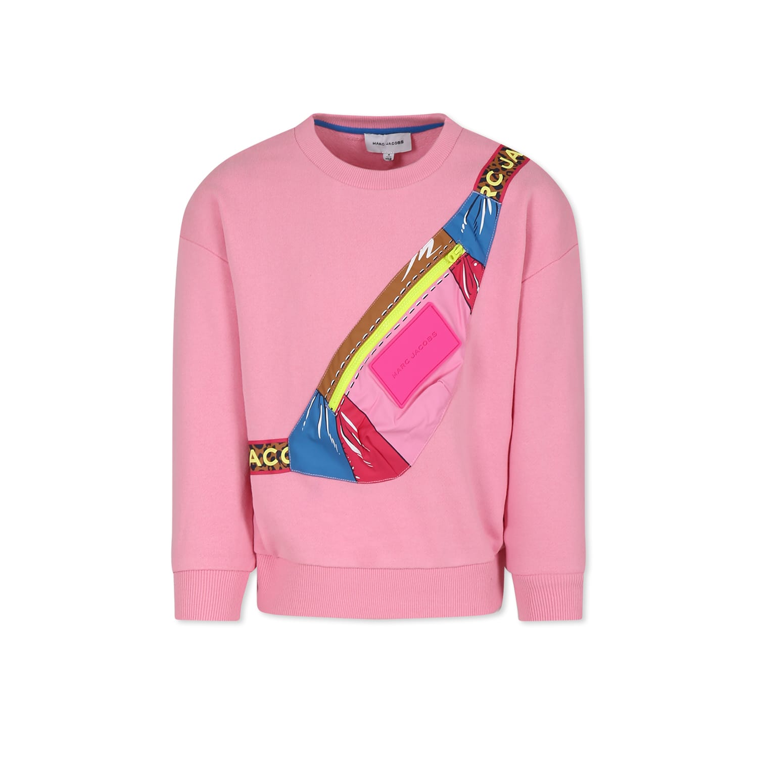 MARC JACOBS PINK SWEATSHIRT FOR GIRL BELT BAG PRINT 