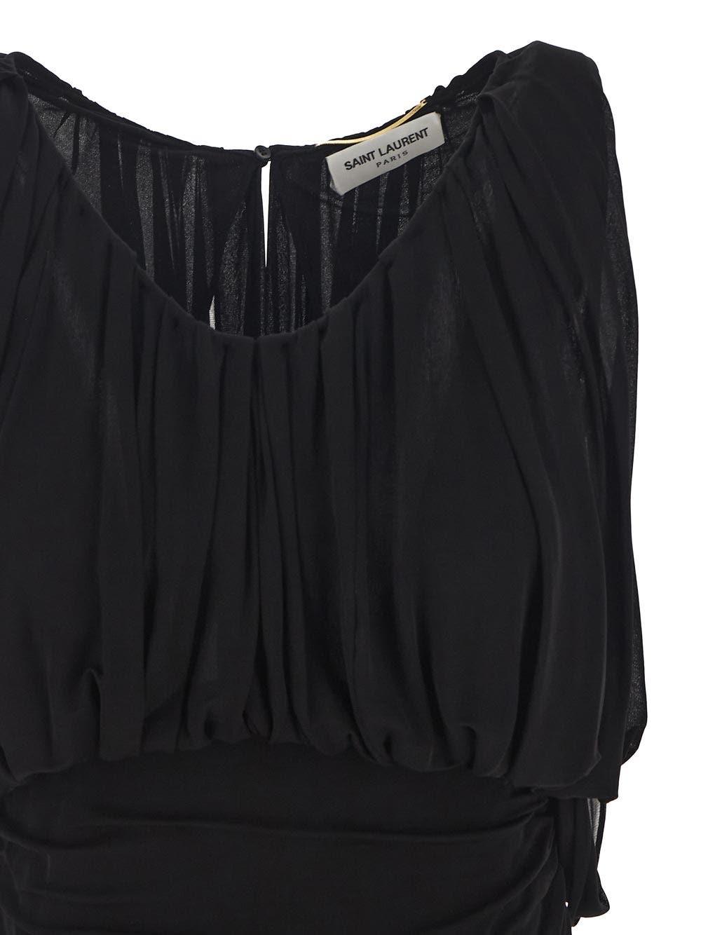 Shop Saint Laurent Draped Mini Dress