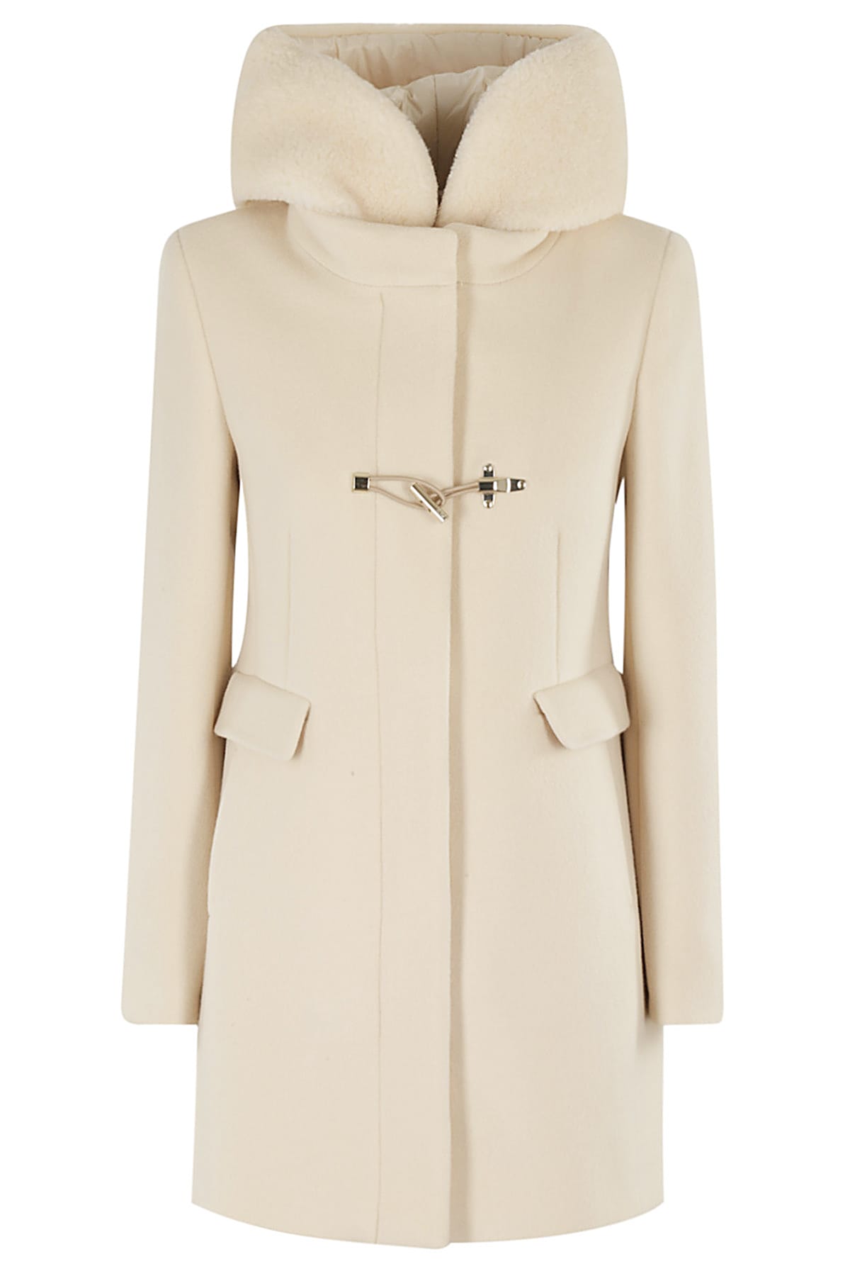 Shop Fay Toggle Coat Db Front Teddy In Yogurt