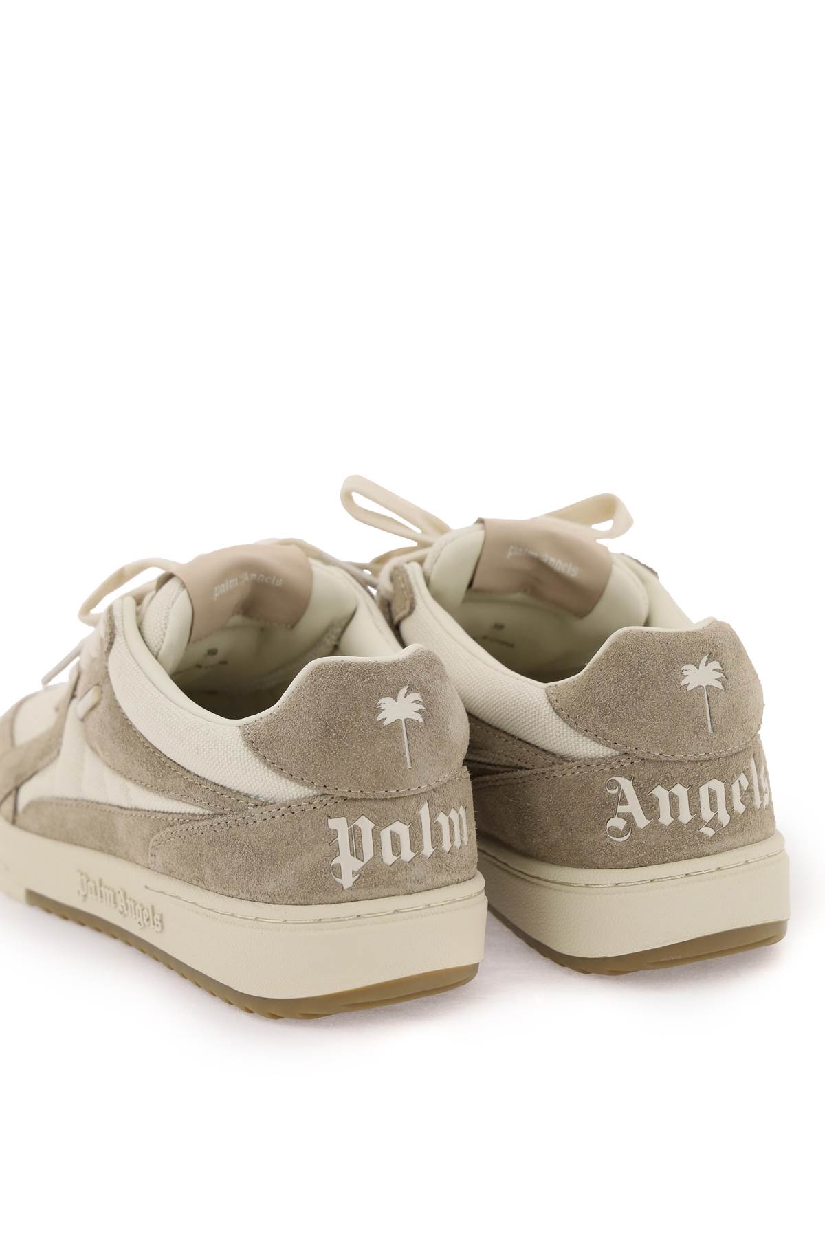 Shop Palm Angels University Sneakers In White Camel (beige)