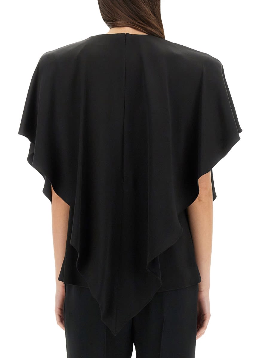 Stella Mccartney Asymmetric Layered Lightweight Satin Blouse In Black
