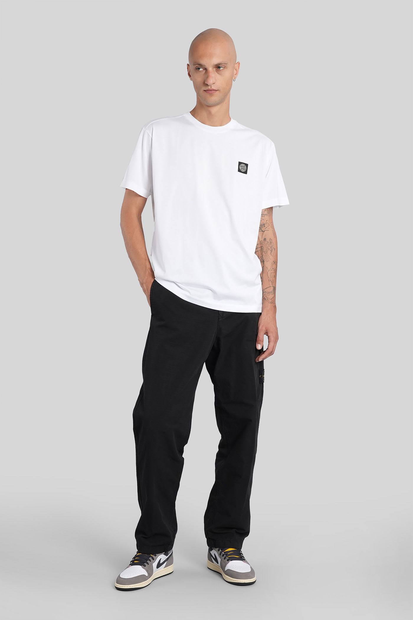 Stone Island White Short-sleeve T-shirt With Compass Patch In White